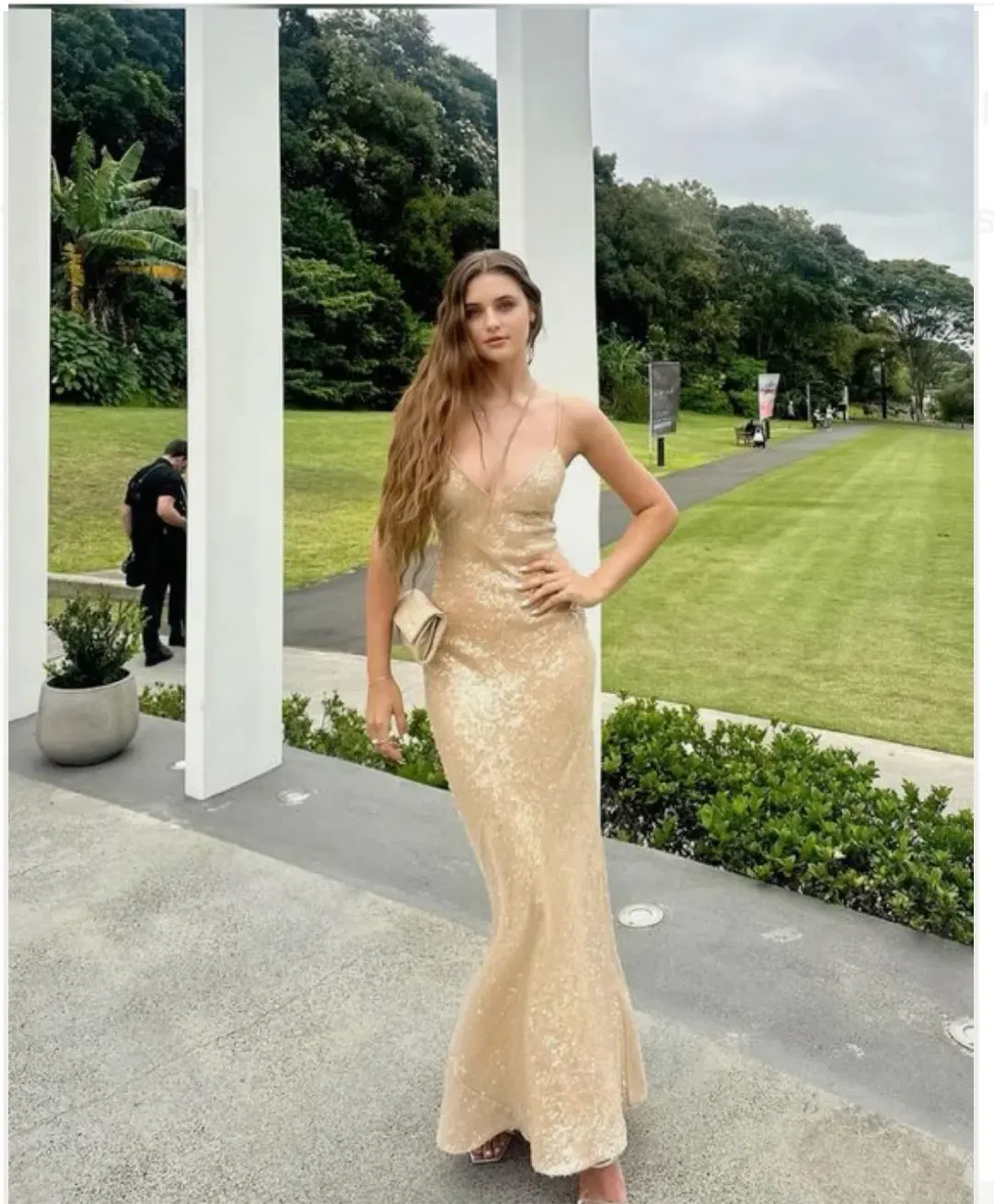 Manning Cartel  Light Angles Slip Dress Gold Size 8 for rent on The Volte - main image