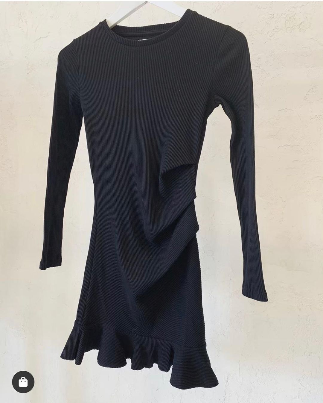 By Nicola Belle Frill Mini Dress Black Size 8 for rent on The Volte - main image