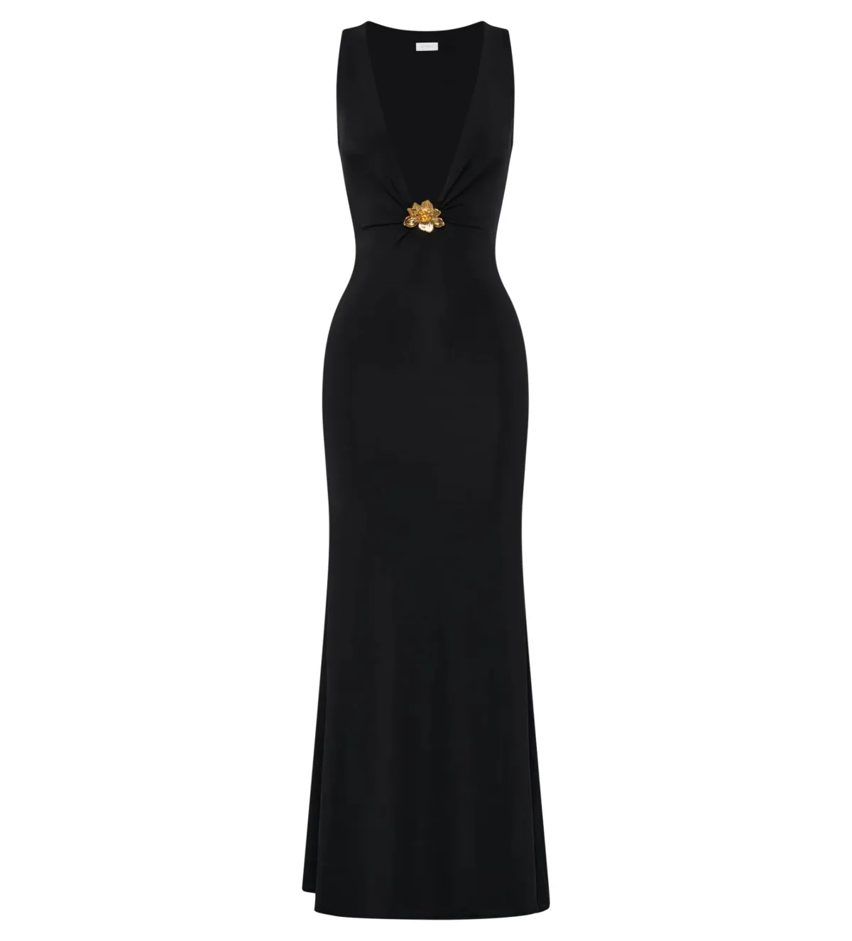 MESHKI Beck Plunge Maxi Dress Black with Floral Hardware Size S AU 8 - Image 4