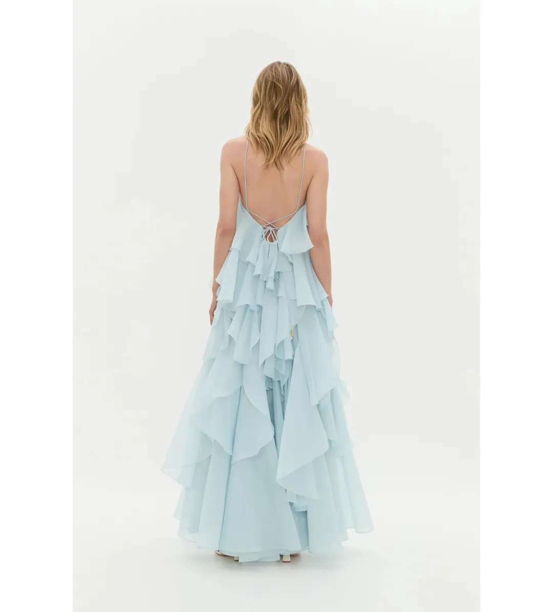 Aje Pandorea Layered Maxi Dress Silver Blue Size AU 10 for rent on The Volte - main image