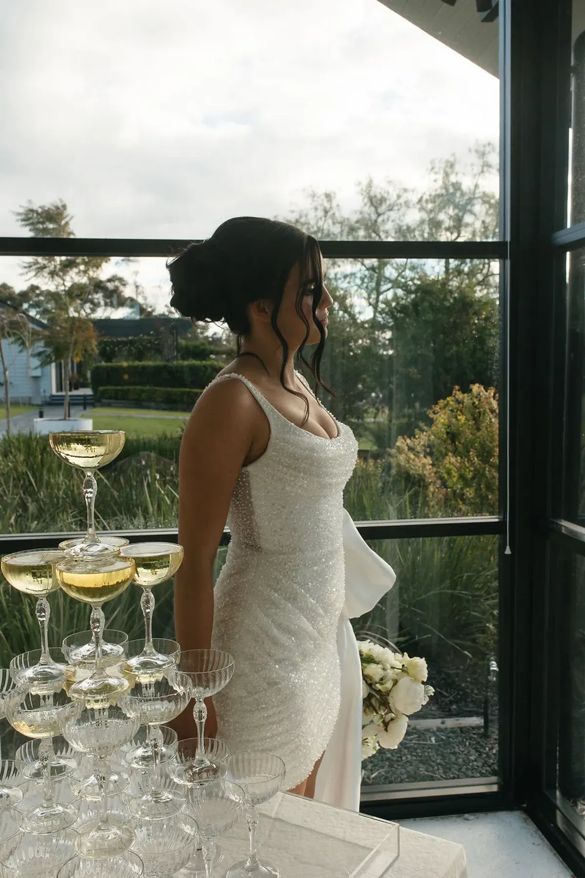 Aston Bridal Raya Mini Dress White Beaded Size 8 - Image 4