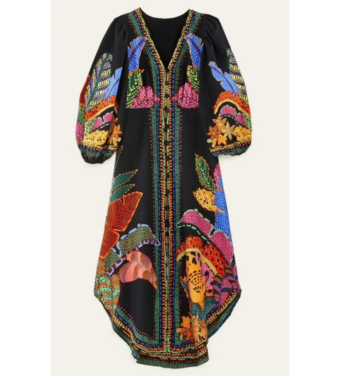 Farm Rio Cool Leopards Maxi Dress Linen Viscose Blend Size XL/ AU 16 for rent on The Volte - main image
