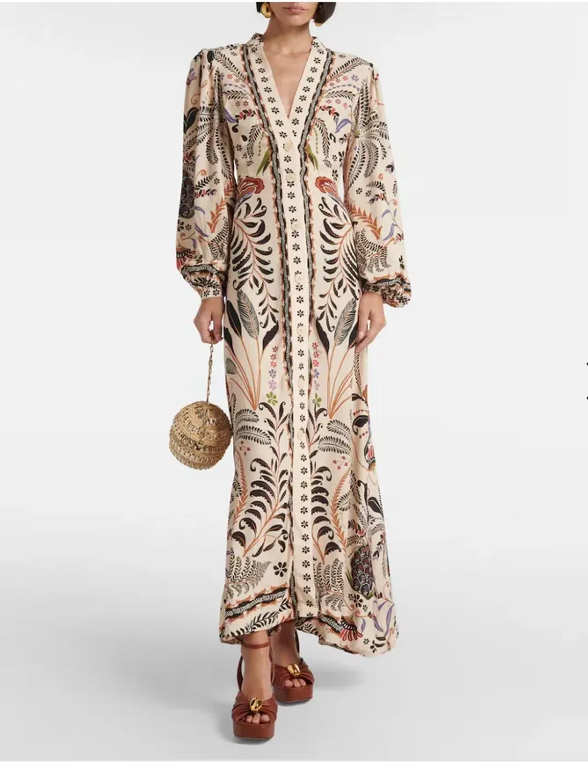 Farm Rio Classic Nature Midi Dress Print Size L / AU 12 - Image 1