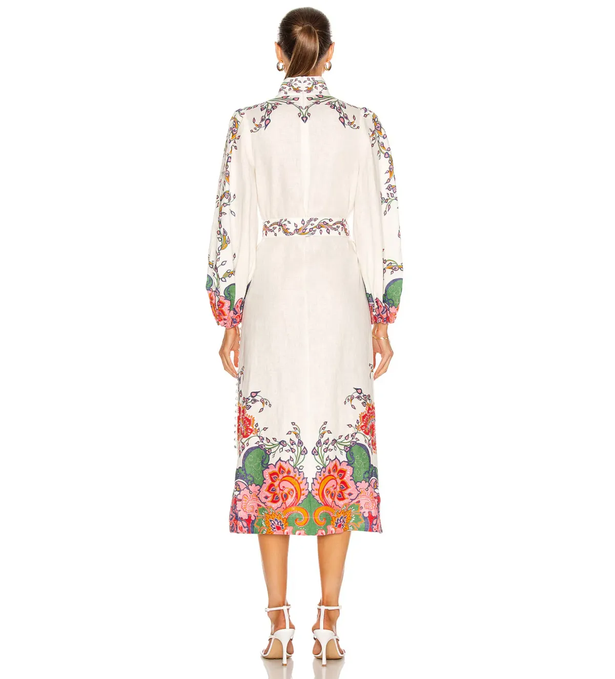 Zimmermann Lovestruck Buttoned in Natural Paisley Floral Midi Dress Size 6 - Image 3