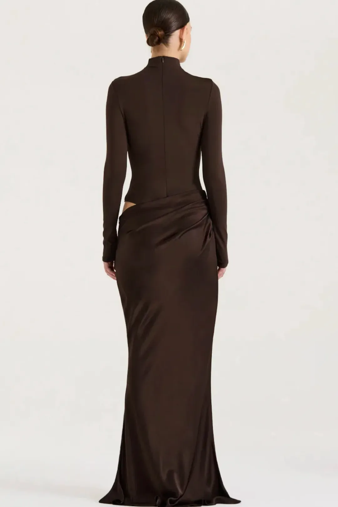 Henne Soraia Long Sleeve Maxi  Dress Chocolate Size XS / Size AU 6 for rent on The Volte - main image