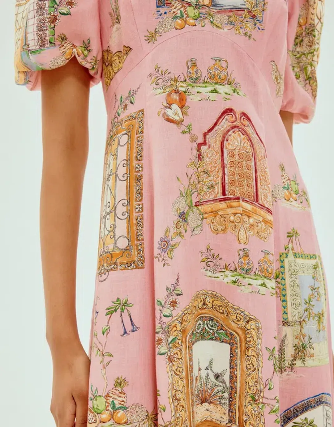 Alemais Monte Midi Dress Pink Print Size AU 12 for rent on The Volte - main image