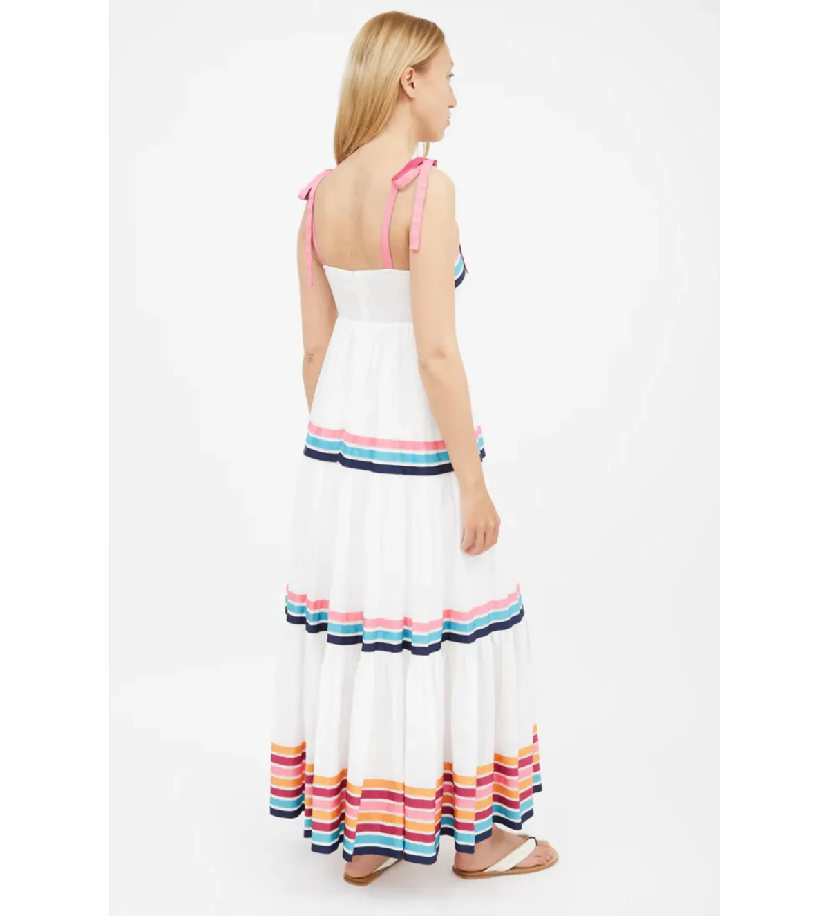 Zimmermann Lulu Ribbon Tiered Maxi Dress in Multi White Size 0/ AU 8 - Image 3