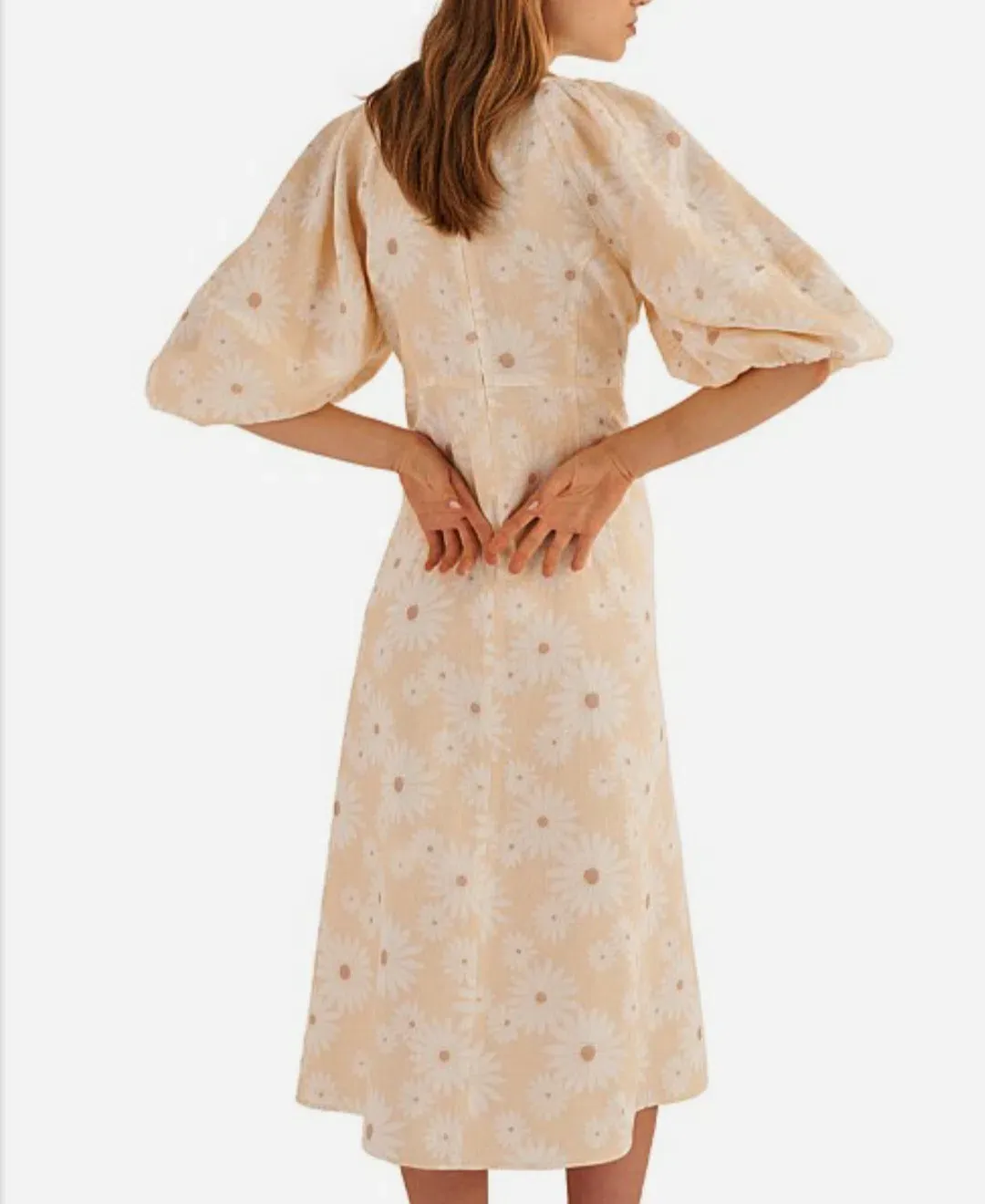 Oroton Daisy Print Midi Dress Size AU 12 for rent on The Volte - main image