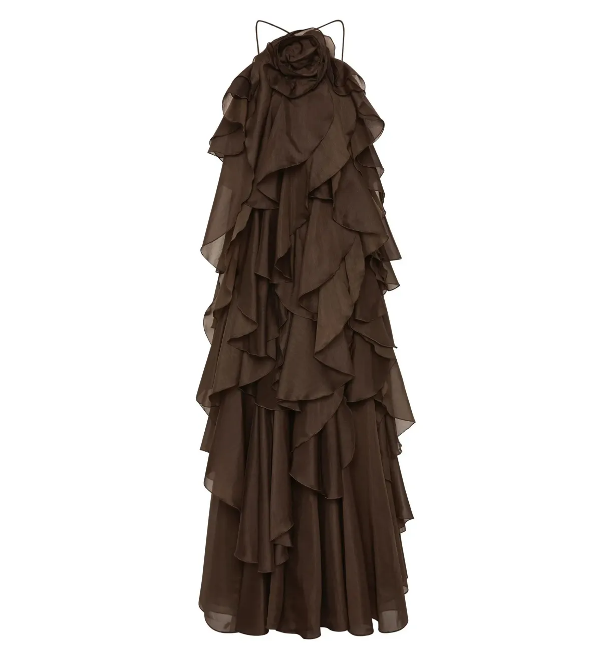 Aje Pandorea Layered Maxi Dress Carob Size AU 8 - Image 6