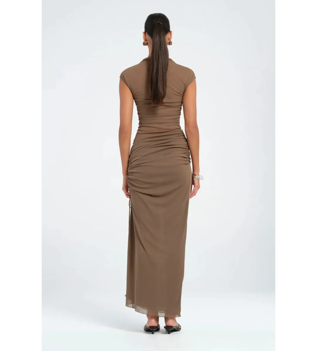 Benni Milo Maxi Dress in Mushroom Size AU 6 for rent on The Volte - main image