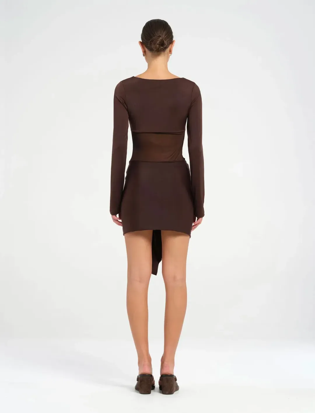 Benni Juni Mini Dress in Chocolate Size AU 8  for rent on The Volte - main image