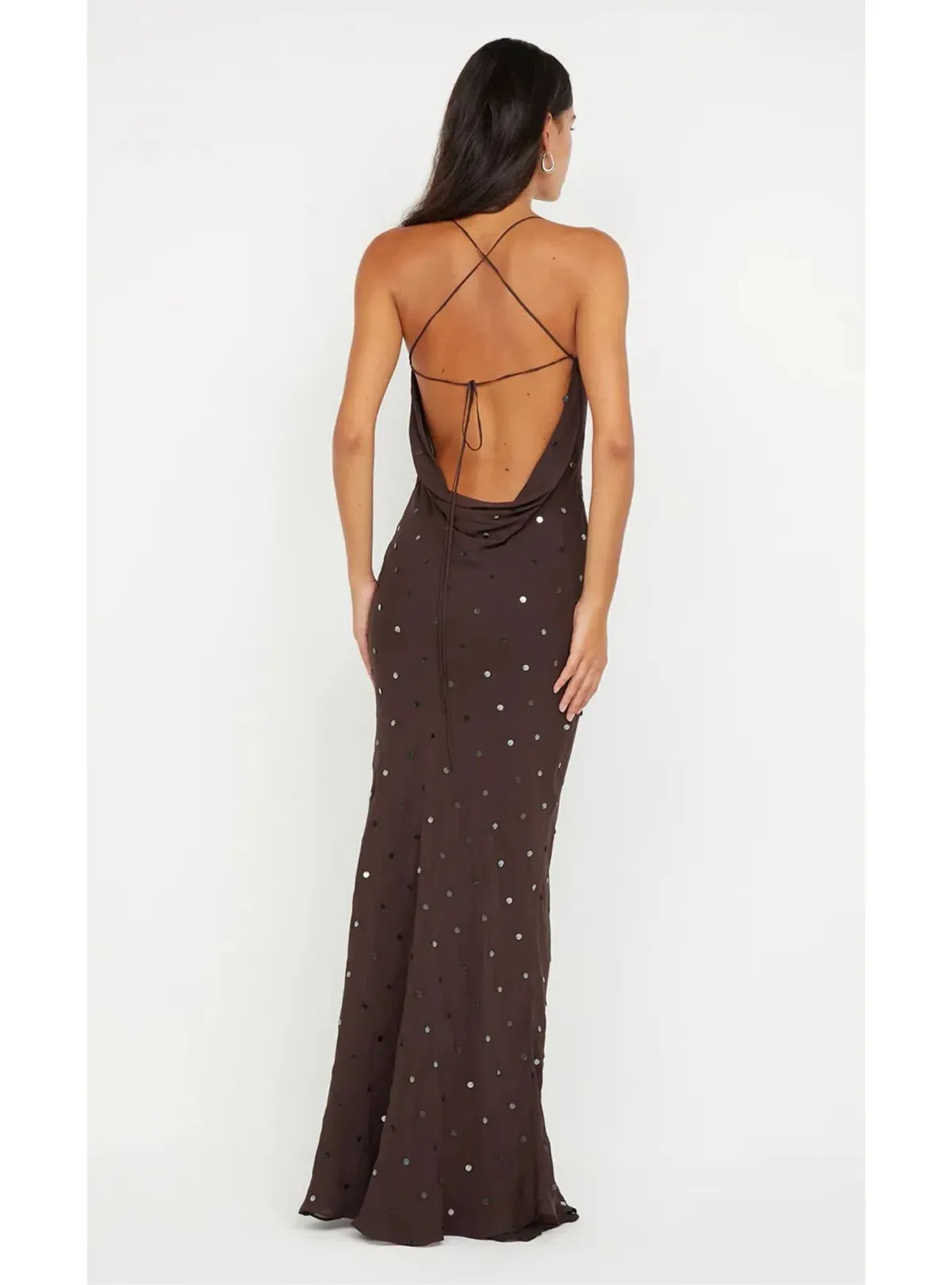 Bec & Bridge Arielle Slip Maxi Dress in Dark Chocolate Brown Size 8 - Image 4