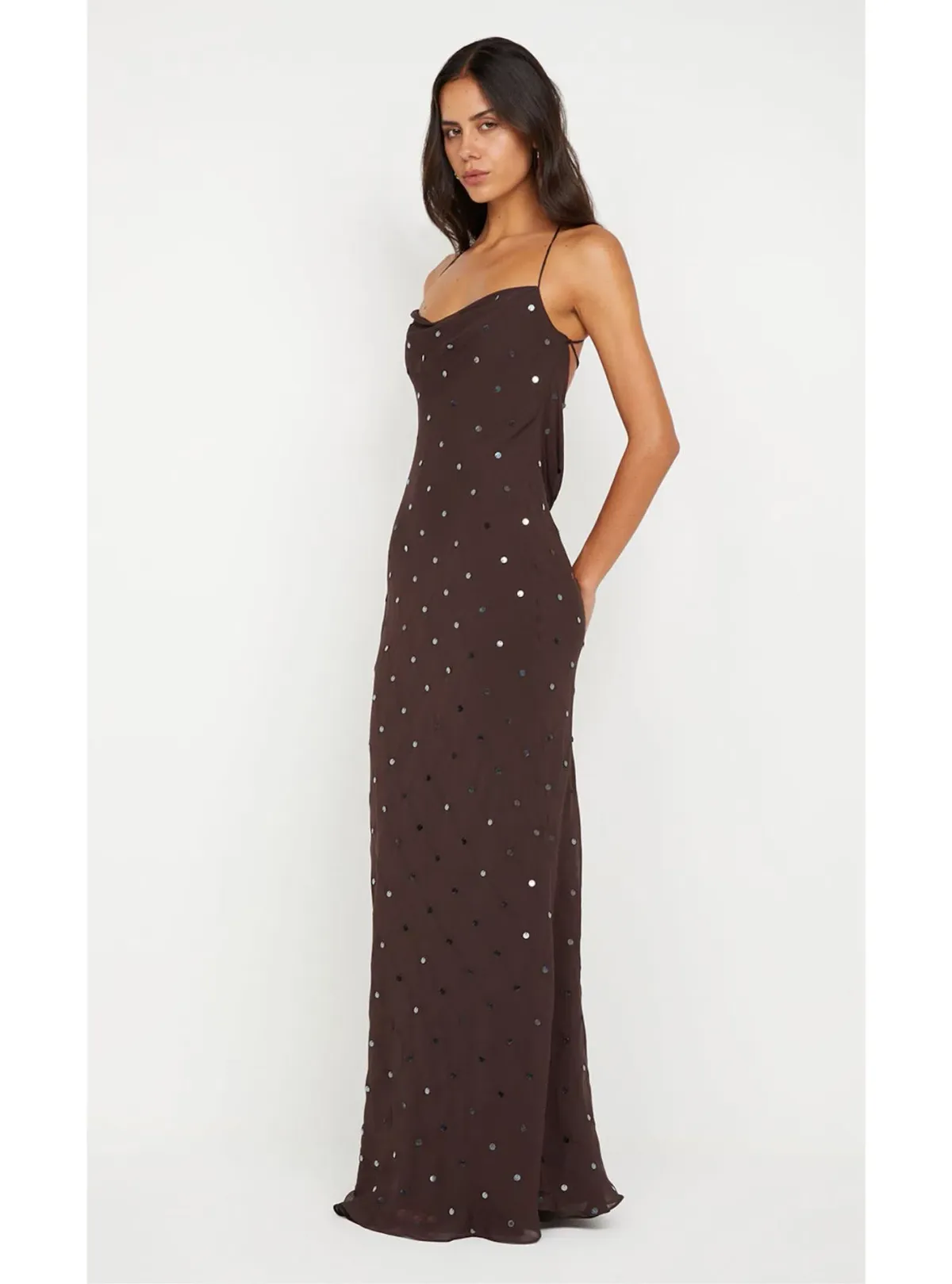 Bec & Bridge Arielle Slip Maxi Dress in Dark Chocolate Brown Size 8 - Image 2