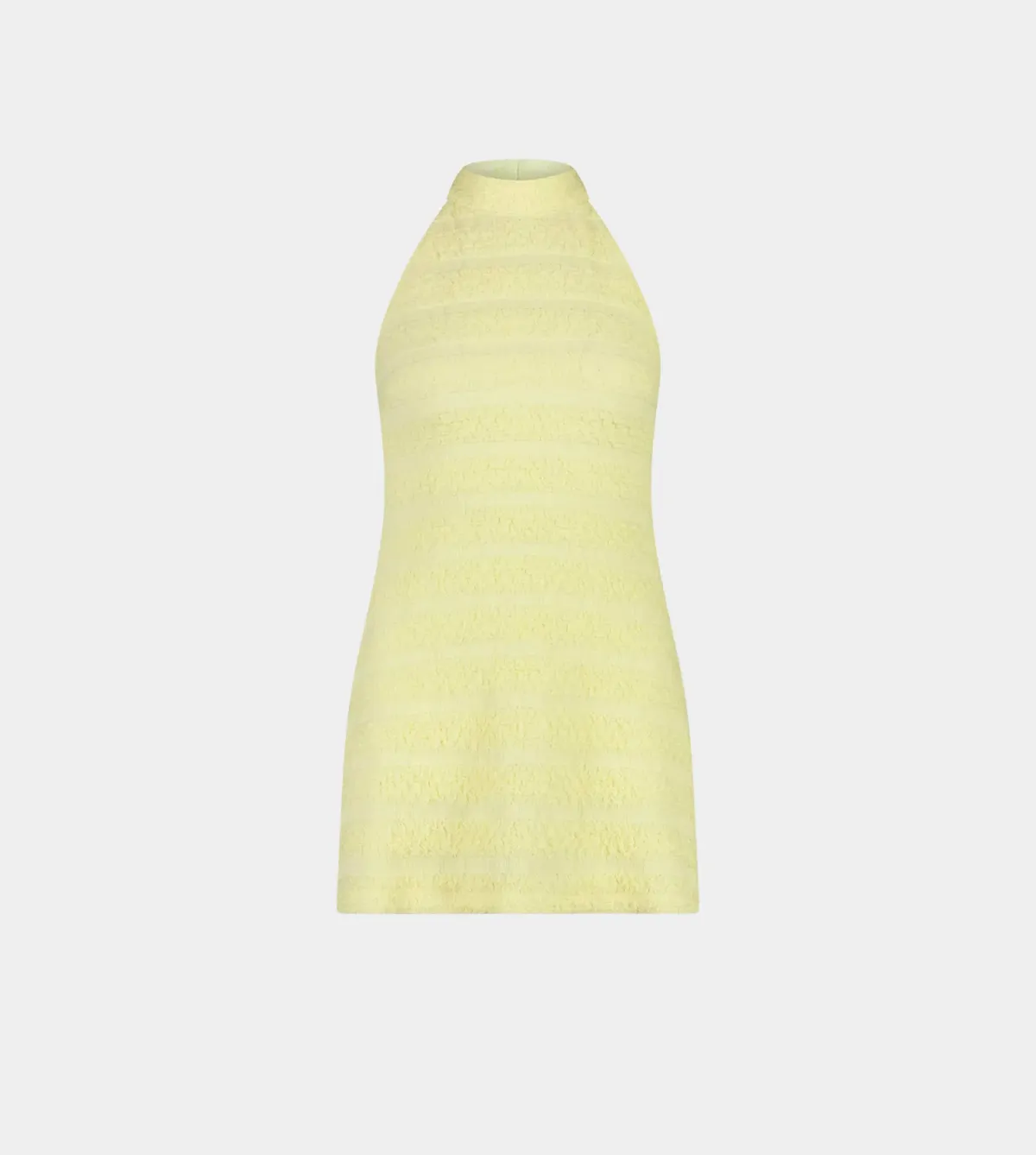 With Harper Lu Textured Halter Mini Dress in Lemon Yellow Size 8 - Image 5