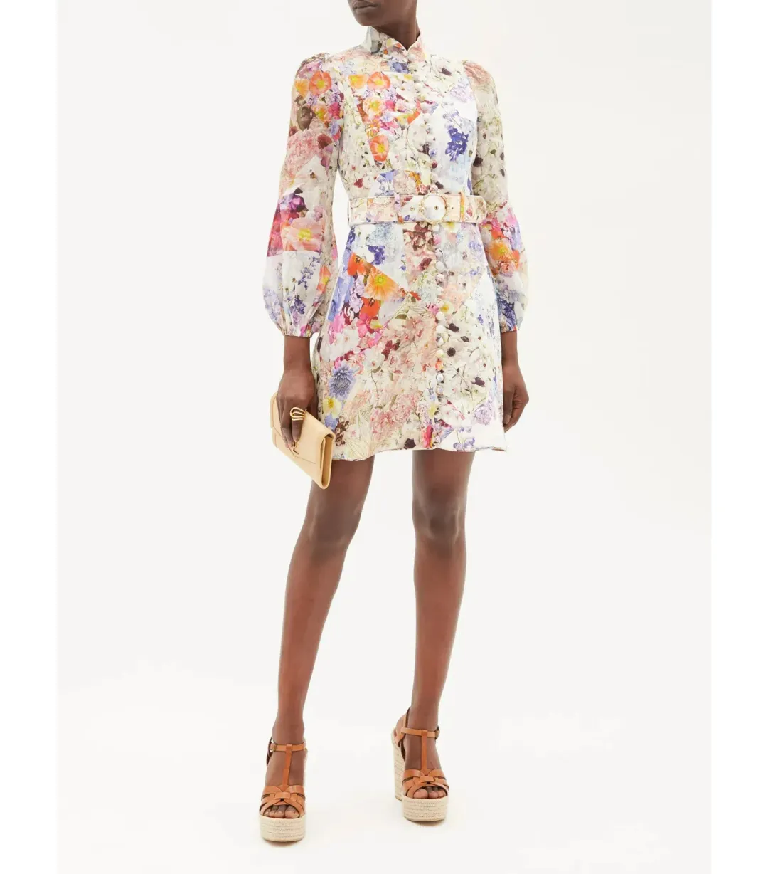 Zimmermann Linen Prima Belted Mini Dress Multi Size 0 / AU 8 for rent on The Volte - main image