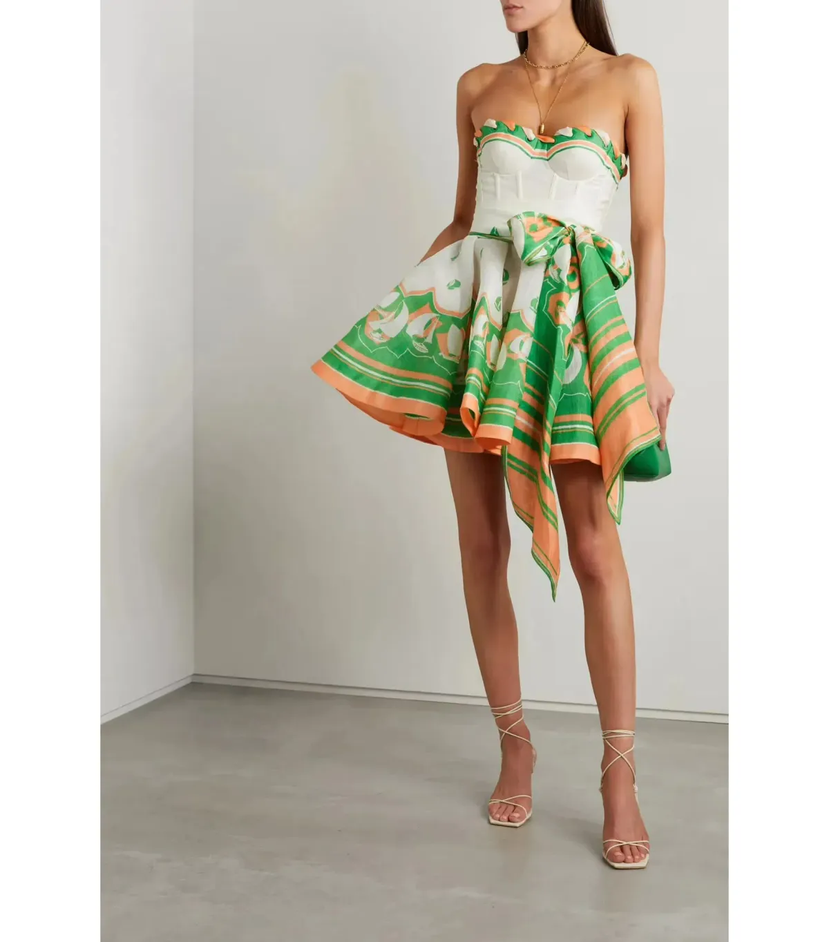 Zimmerman High Tide Eyelet Mini Dress in Green Sailboats Size 0P / AU 6 - Image 1