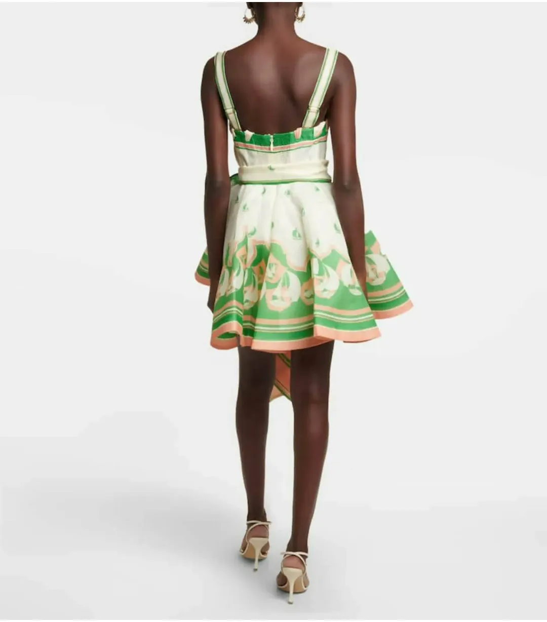 Zimmerman High Tide Eyelet Mini Dress in Green Sailboats Size 0P / AU 6 for rent on The Volte - main image