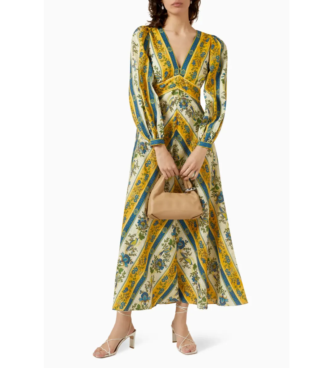 Alemais Quinn Linen Long Sleeve Midi Dress in Print Size AU 12 for rent on The Volte - main image