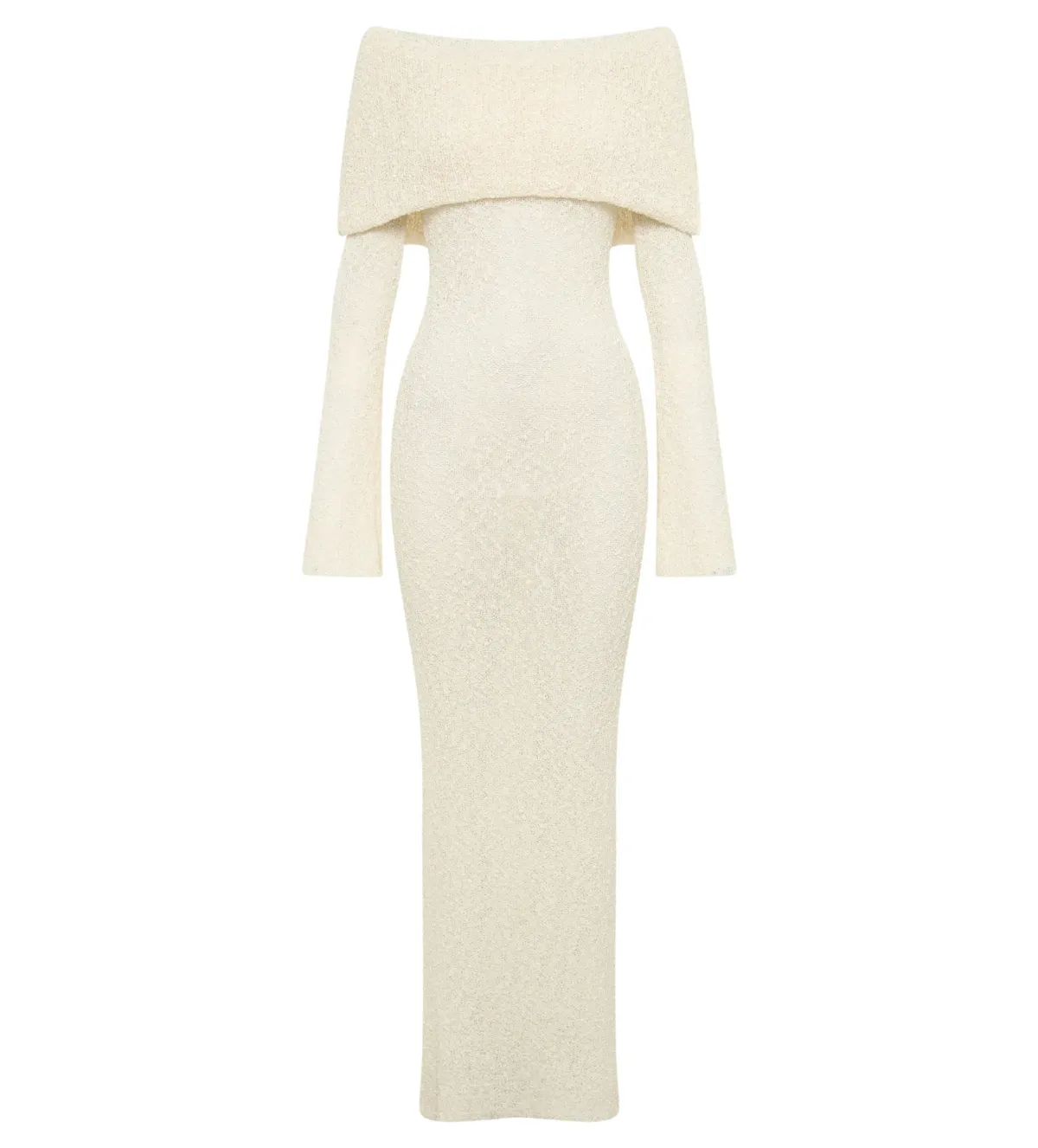 Meshki Marisol Off Shoulder Boucle Maxi Dress in Ivory Size L / AU 12 - Image 6