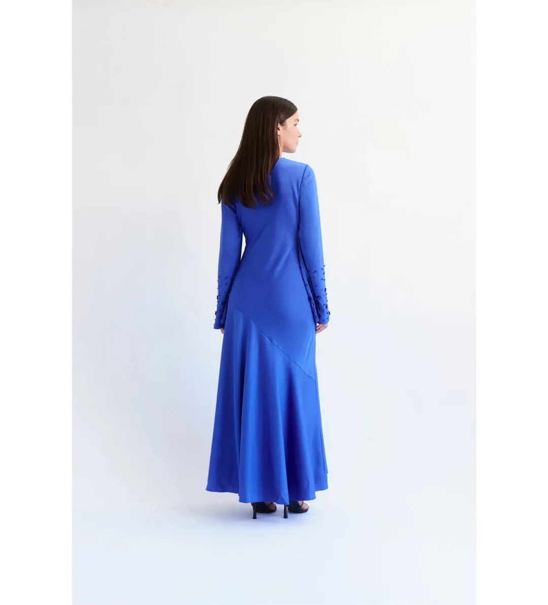 Aje Weylyn Sequin Cuff Maxi Dress Cobalt Blue Size 12 for rent on The Volte - main image