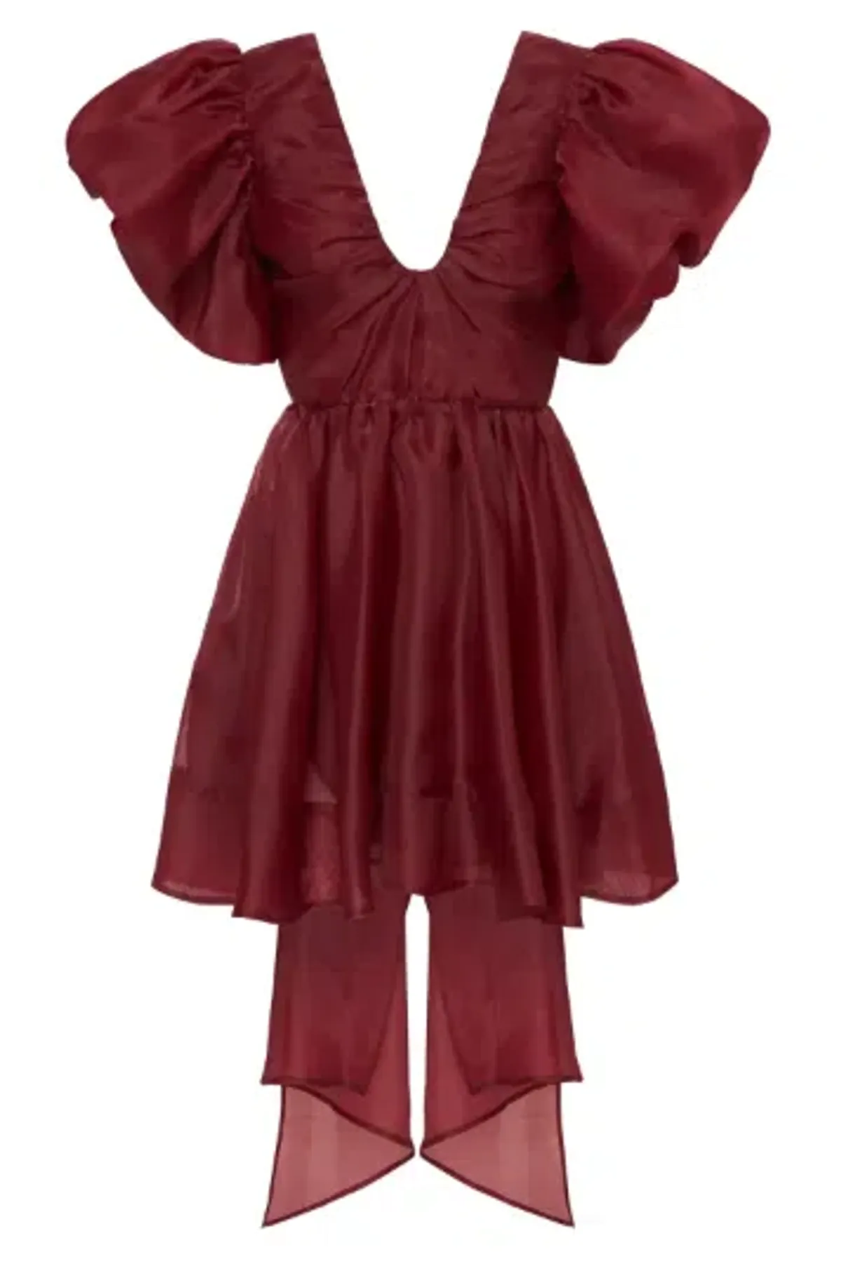 AJE Gretta Bow Back Short Mini Dress Burgundy Size AU 8 - Image 7