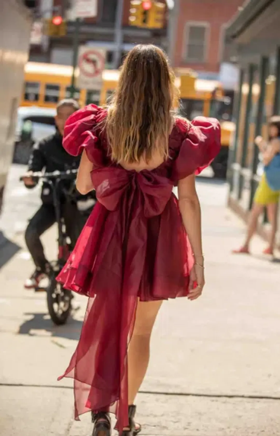 AJE Gretta Bow Back Short Mini Dress Burgundy Size AU 8 for rent on The Volte - main image