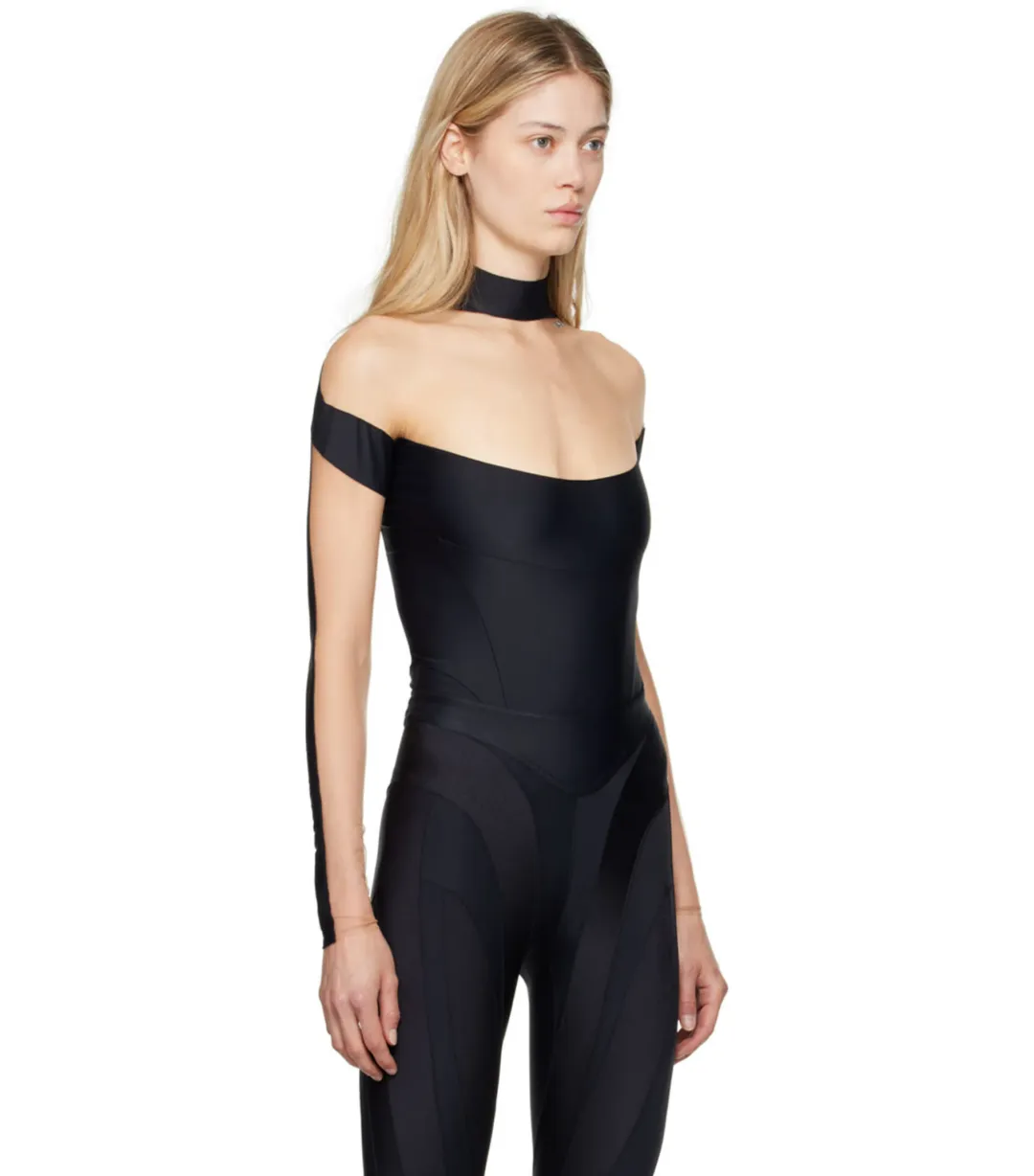 Mugler Illusion Neckline Bodysuit Black & Beige Size 36 / AU 8 for rent on The Volte - main image