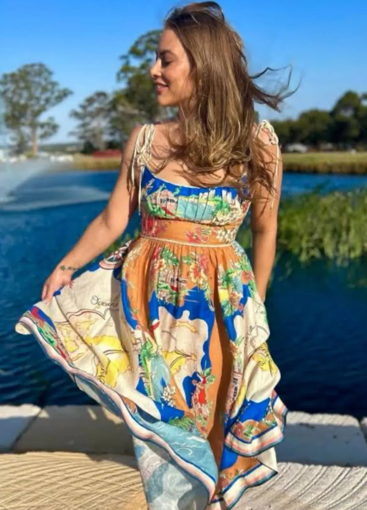 Zimmermann Alight Picnic Midi Dress Print Size 3 / AU 14 - Image 1