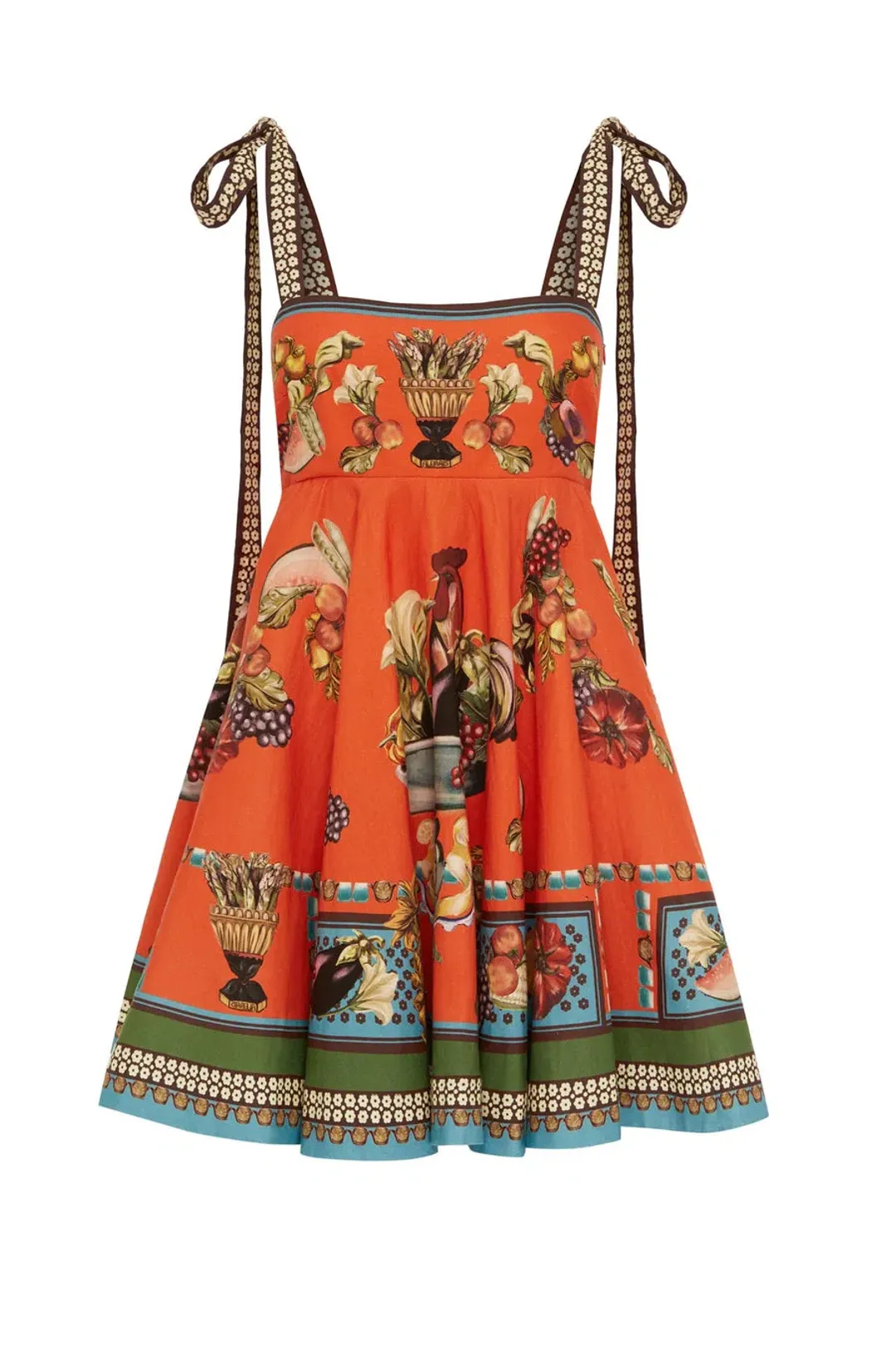 Alemais Rocco Sundress Mini Dress in Orange Multi Size AU 8 for rent on The Volte - main image