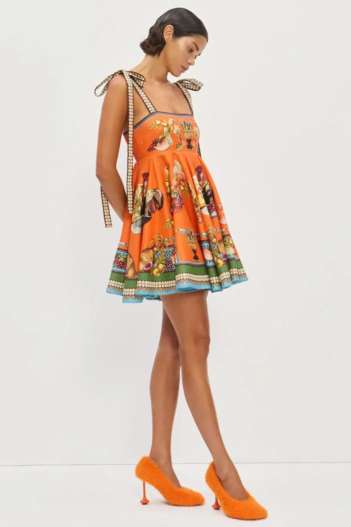 Alemais Rocco Sundress Mini Dress in Orange Multi Size AU 8 - Image 2
