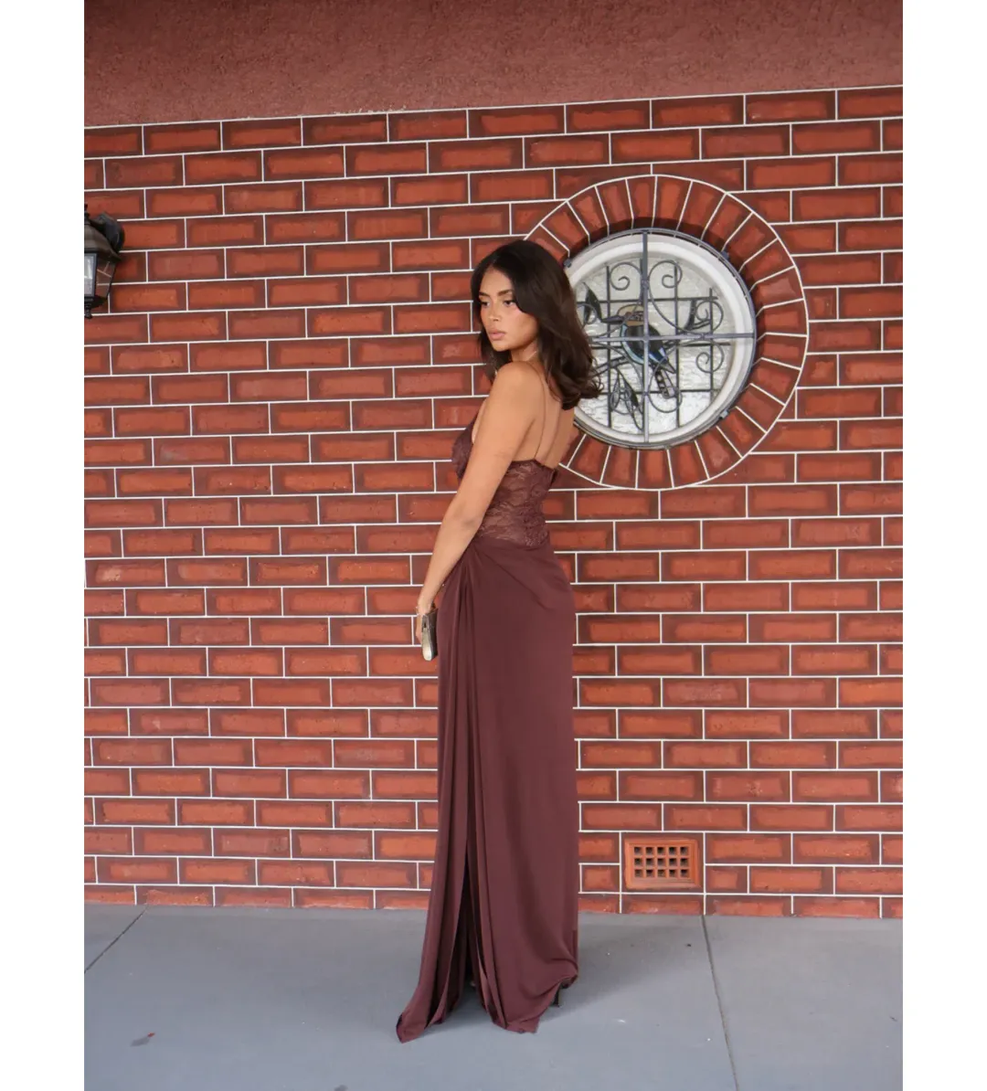 Natalie Rolt Sloane Maxi Dress Espresso Size 2/AU 10 for rent on The Volte - main image