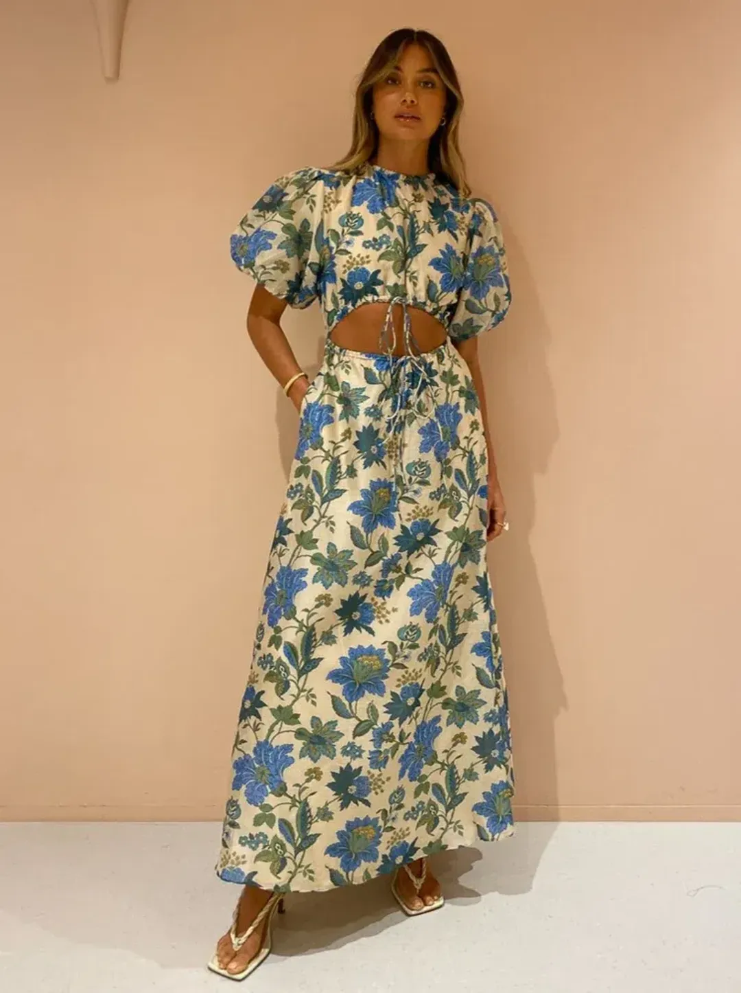 Sir the Label Celia Puff Sleeve Midi Dress Floral Size 1 / Size AU 8 for rent on The Volte - main image