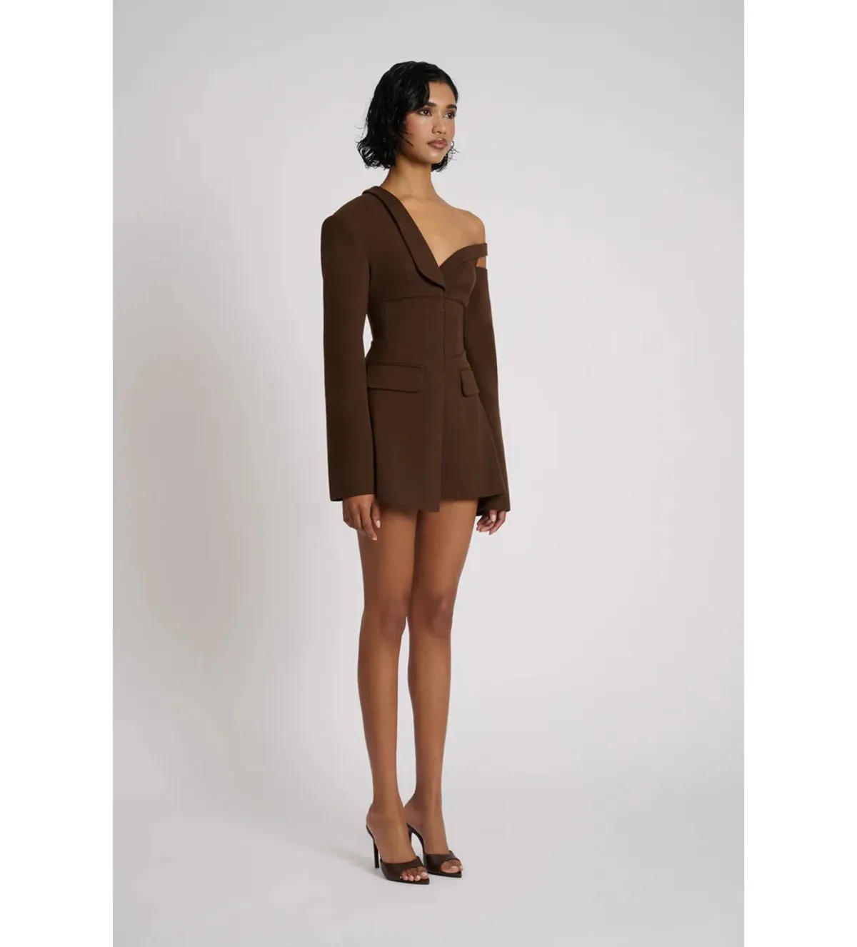 Eliya The Label Ayla Blazer Mini Dress Brown Size L AU 12 - Image 2
