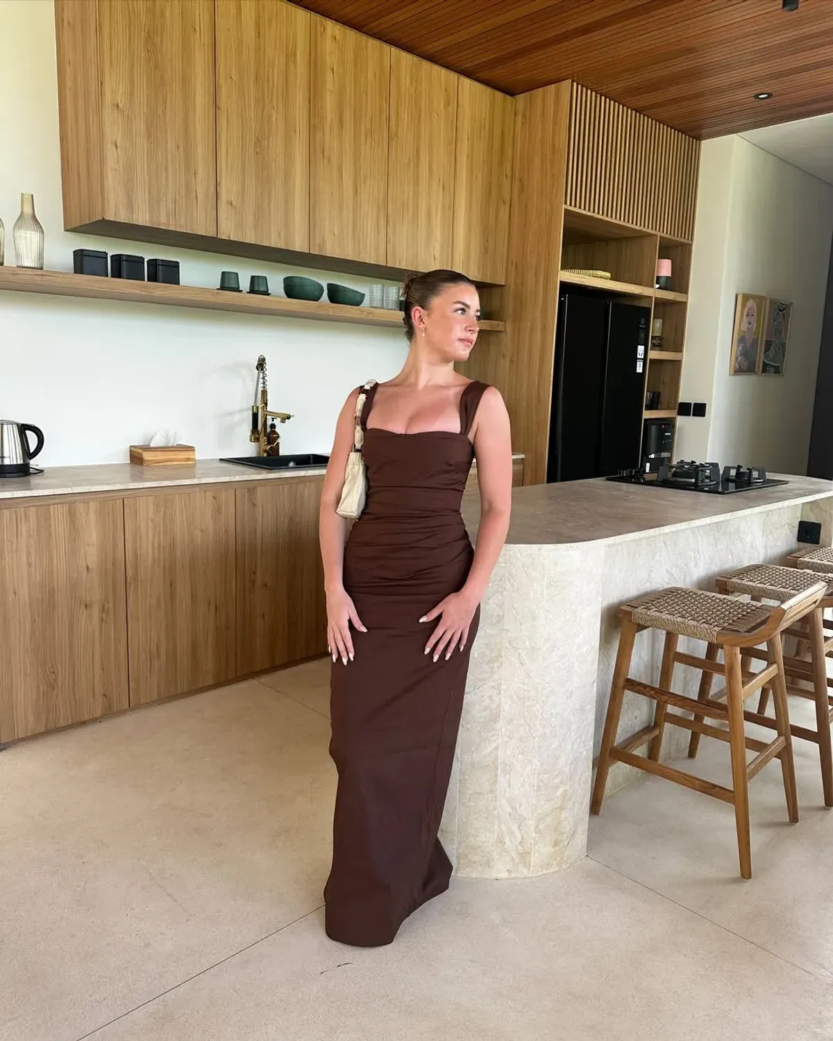 Sir The Label Dahlia Balconette Gown Chocolate Brown Size AU 8 - Image 2