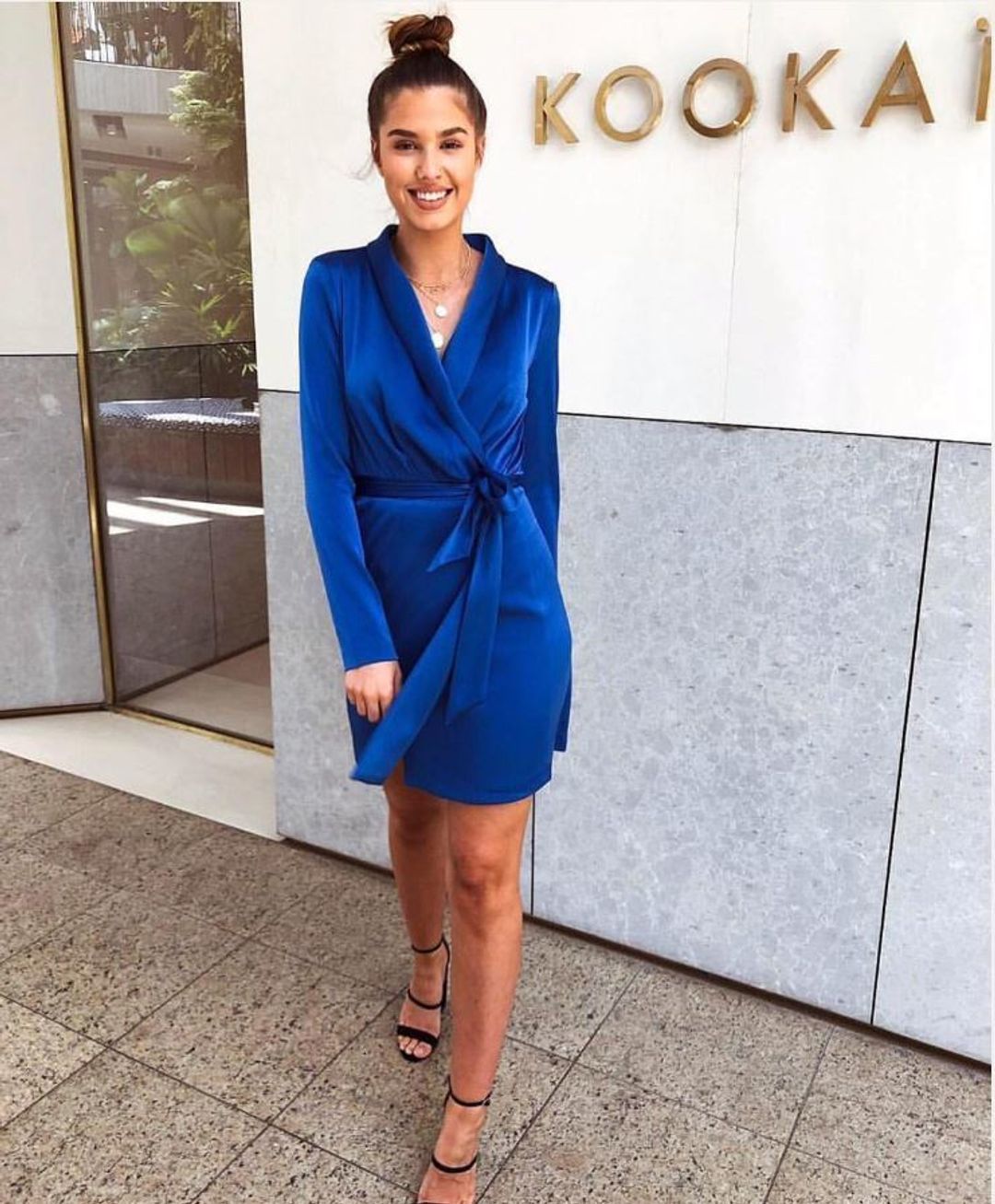 Kookai Majestic Wrap Dress, Persian Blue size 8 for rent on The Volte - main image