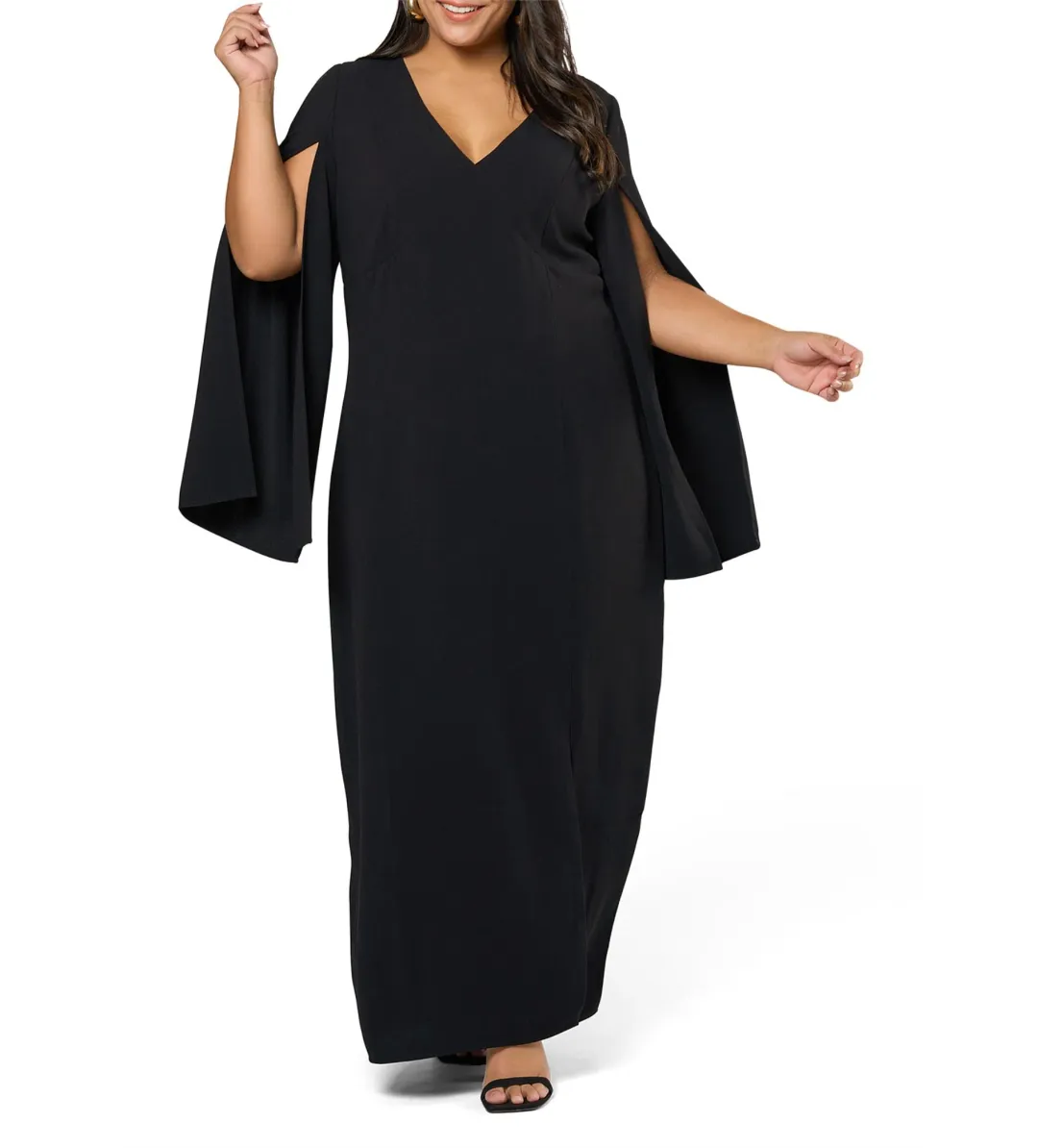 Curve Project Main Character Cape Maxi Dress Black by Pink Dusk Size 16 for rent on The Volte - main image