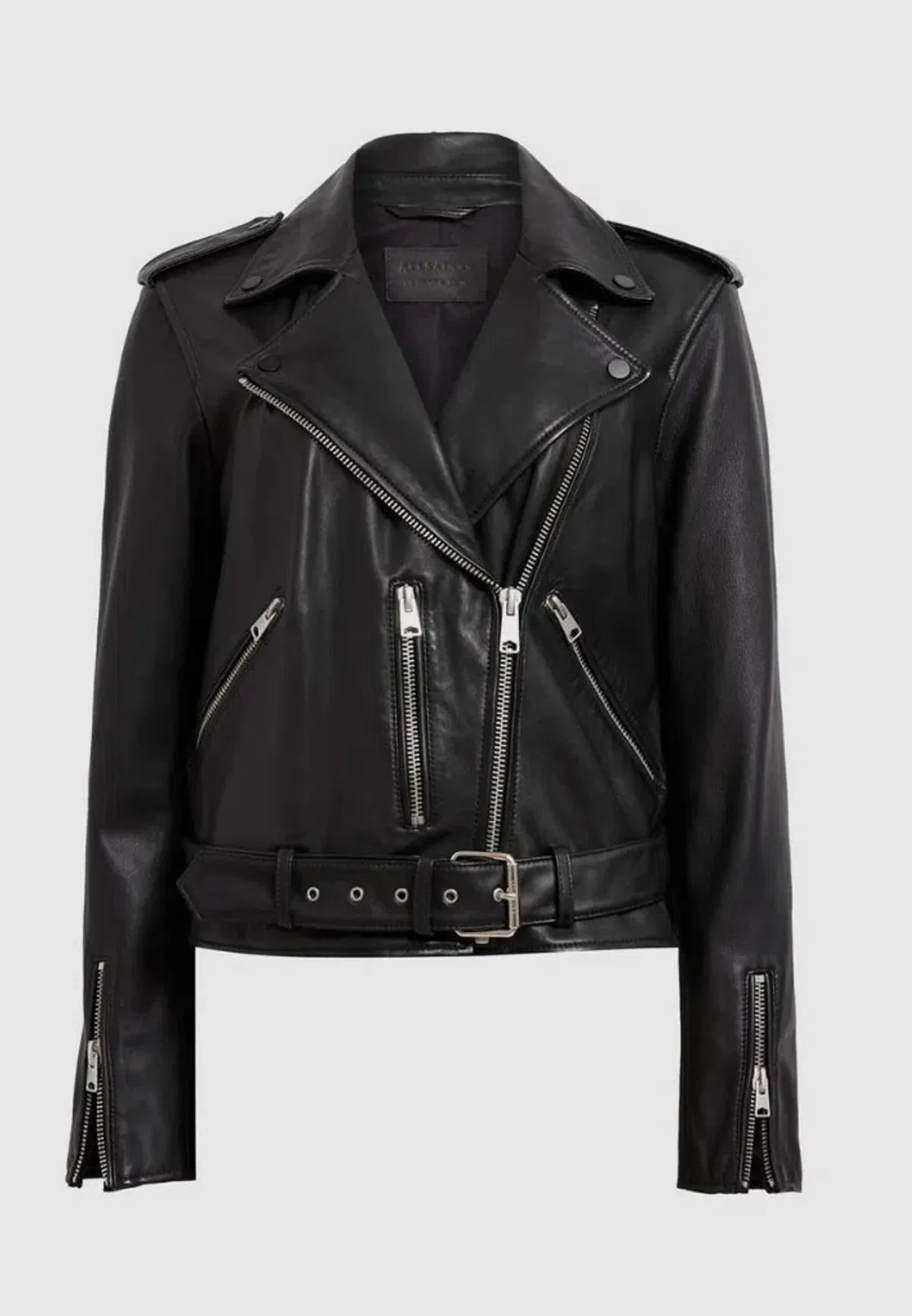 AllSaints Balfern Leather Biker Jacket Black Size AU 8 - Image 7