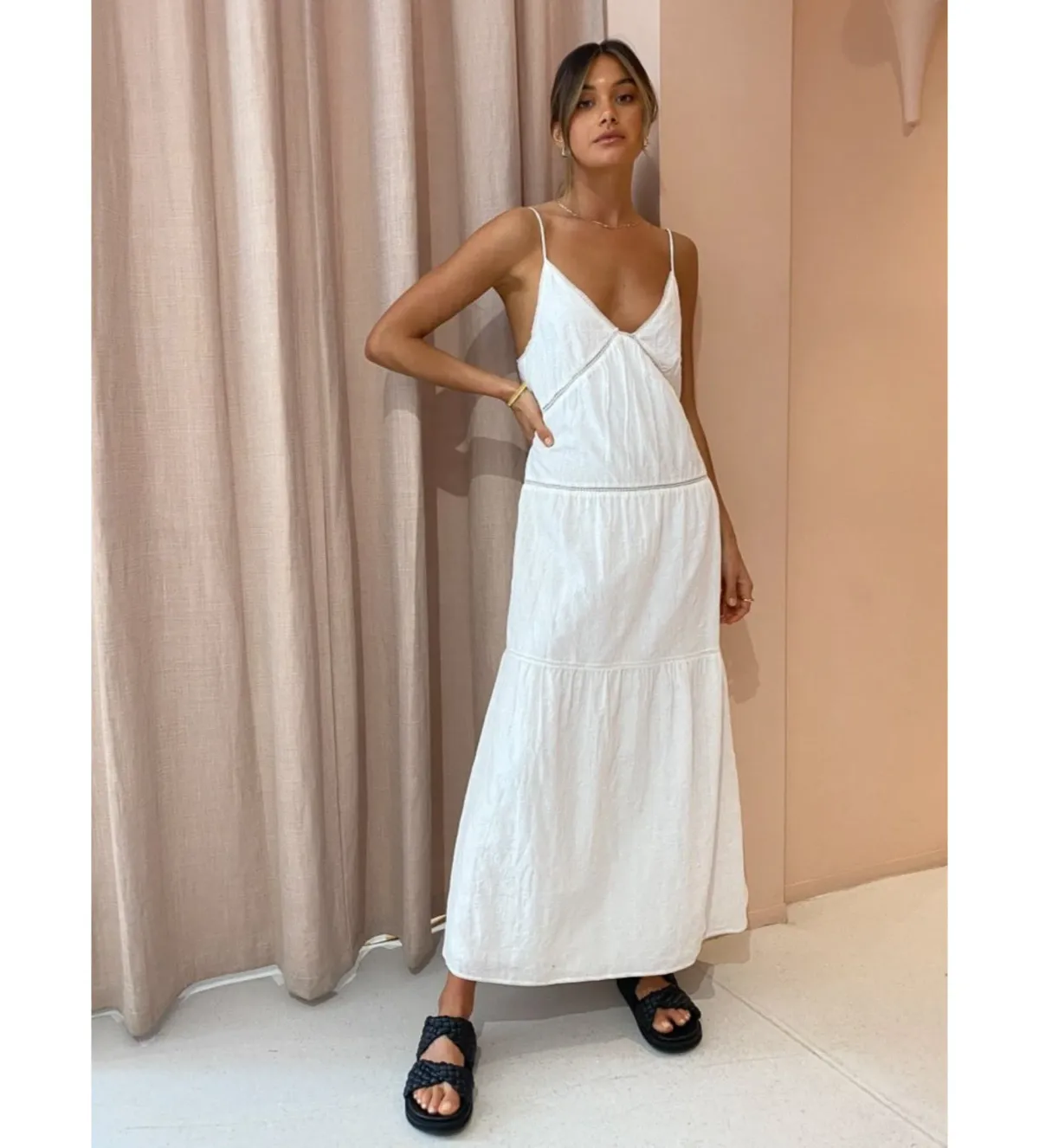 Sir The Label Maja Midi Dress White Size 0/AU 6 - Image 1