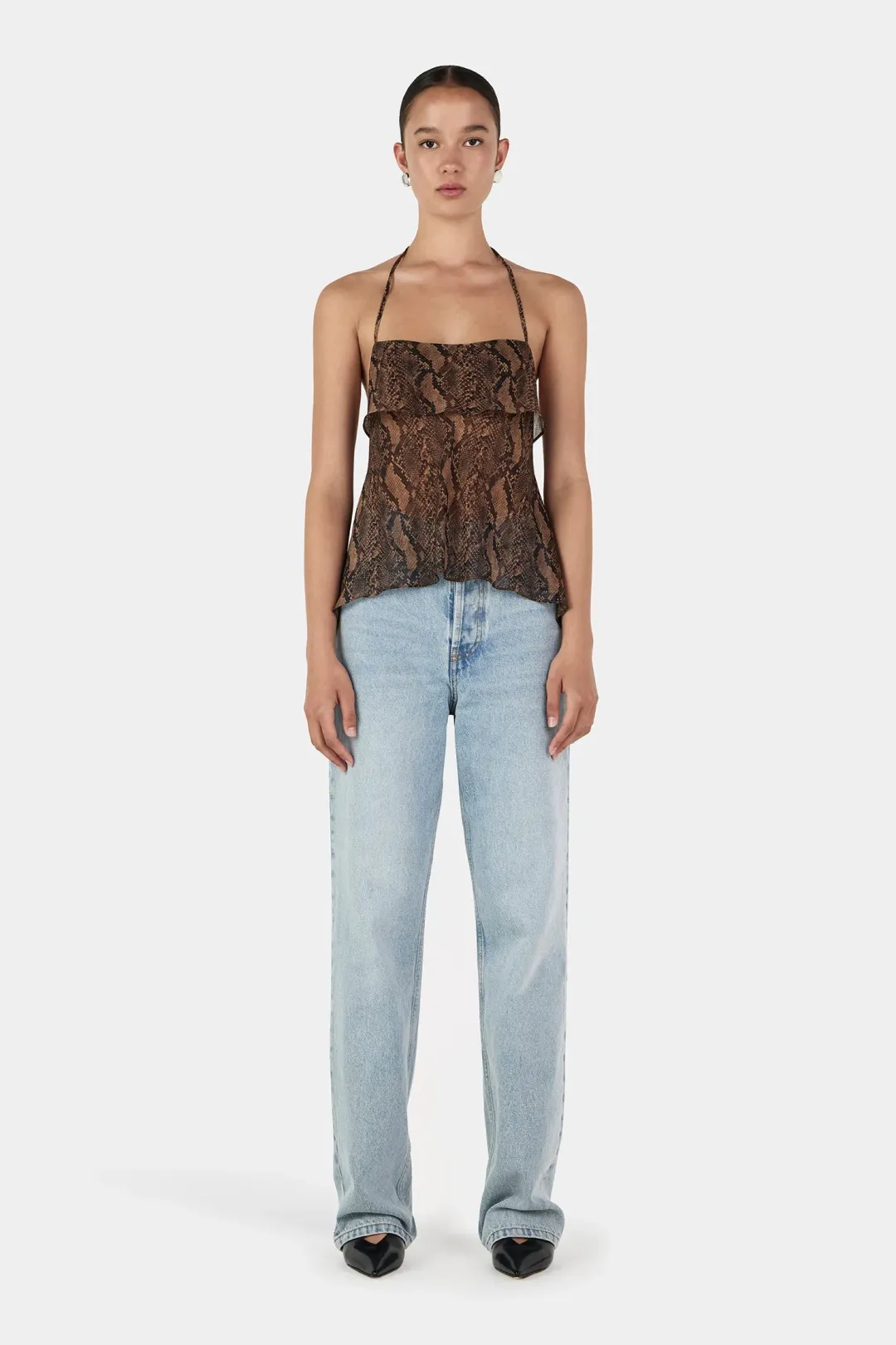 Hansen and Gretel Gina Backless Cami Tan Python Size AU 6 for rent on The Volte - main image
