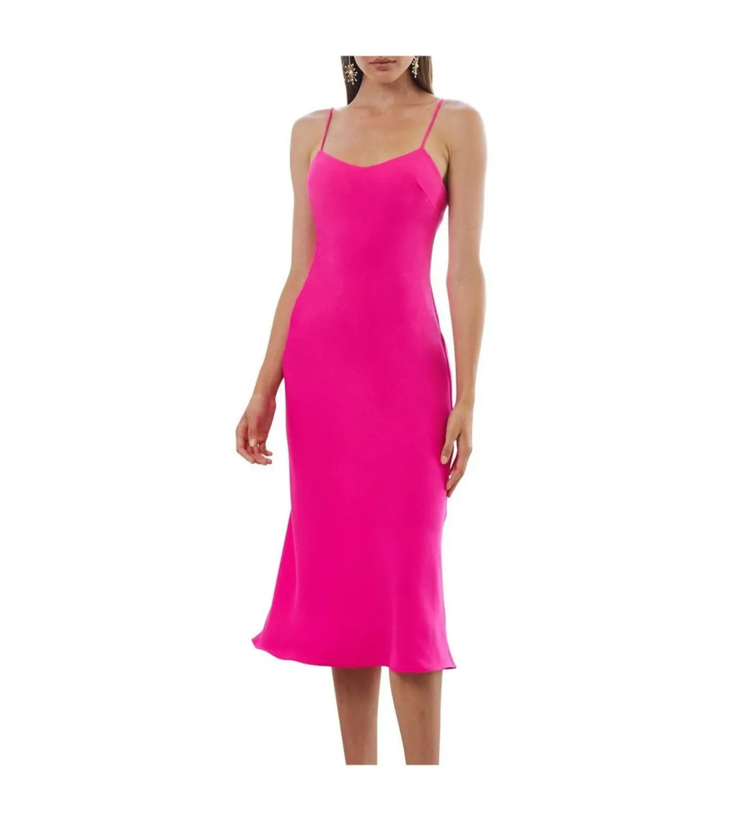 By Johnny Neon Bias Slip Midi Dress Pink Size AU 10 for rent on The Volte - main image