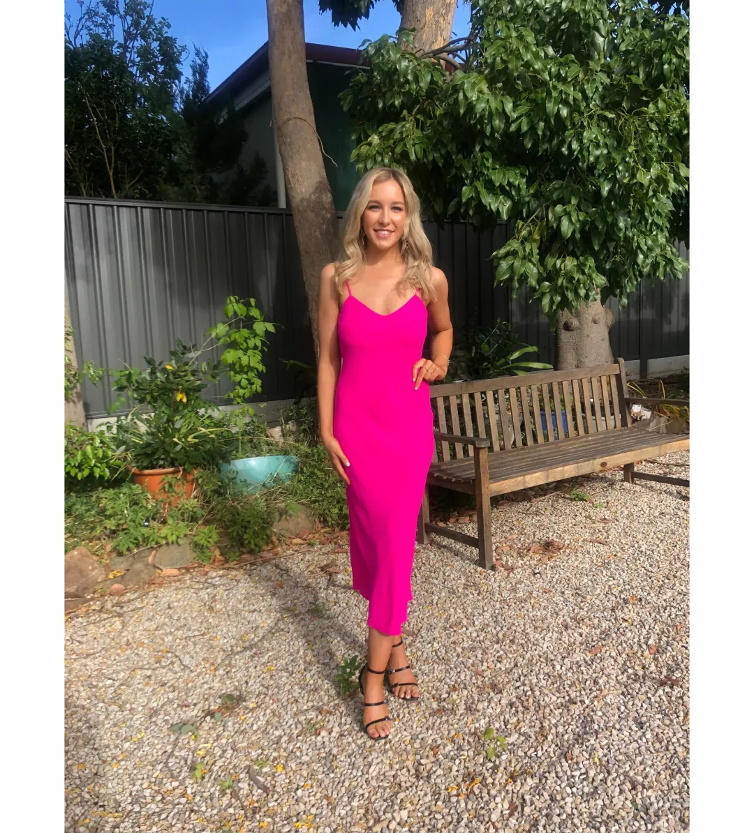 By Johnny Neon Bias Slip Midi Dress Pink Size AU 10 for rent on The Volte - main image