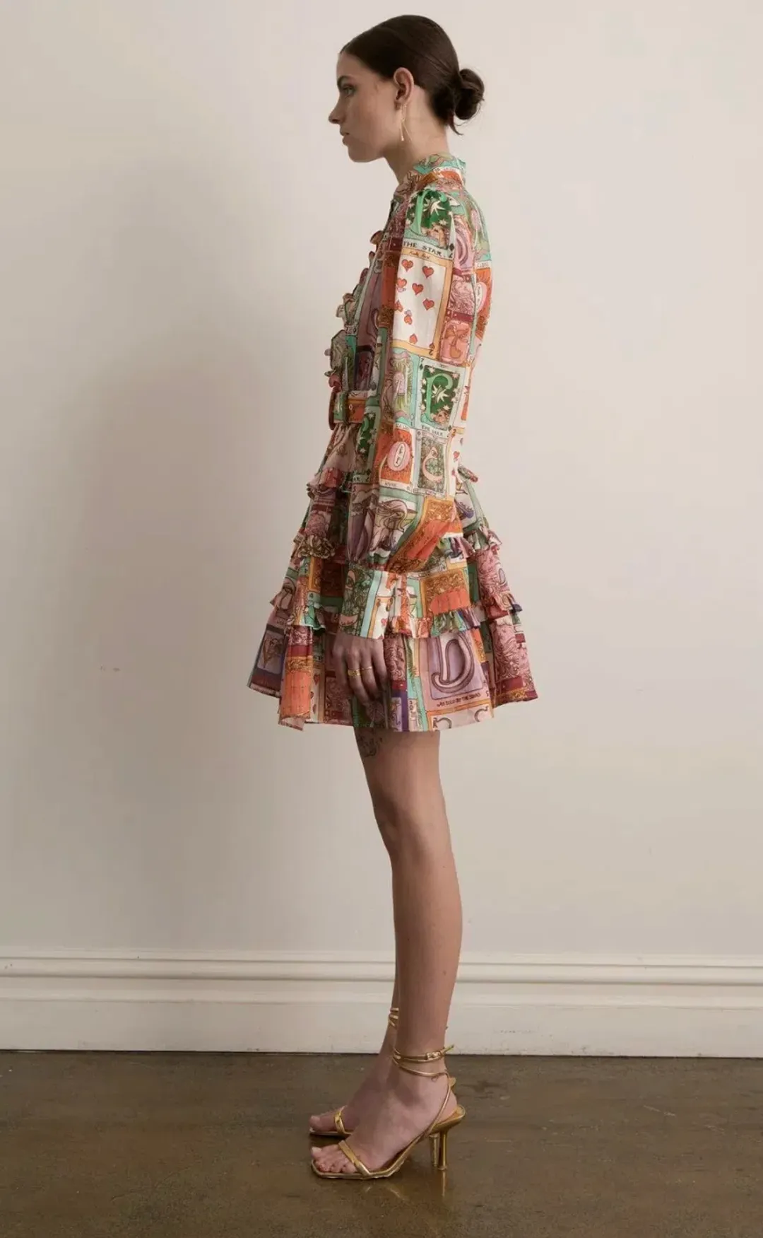 Kate Ford Cairo Frill Layered Mini Dress Wheel of Fortune Size 4 / AU 14 for rent on The Volte - main image