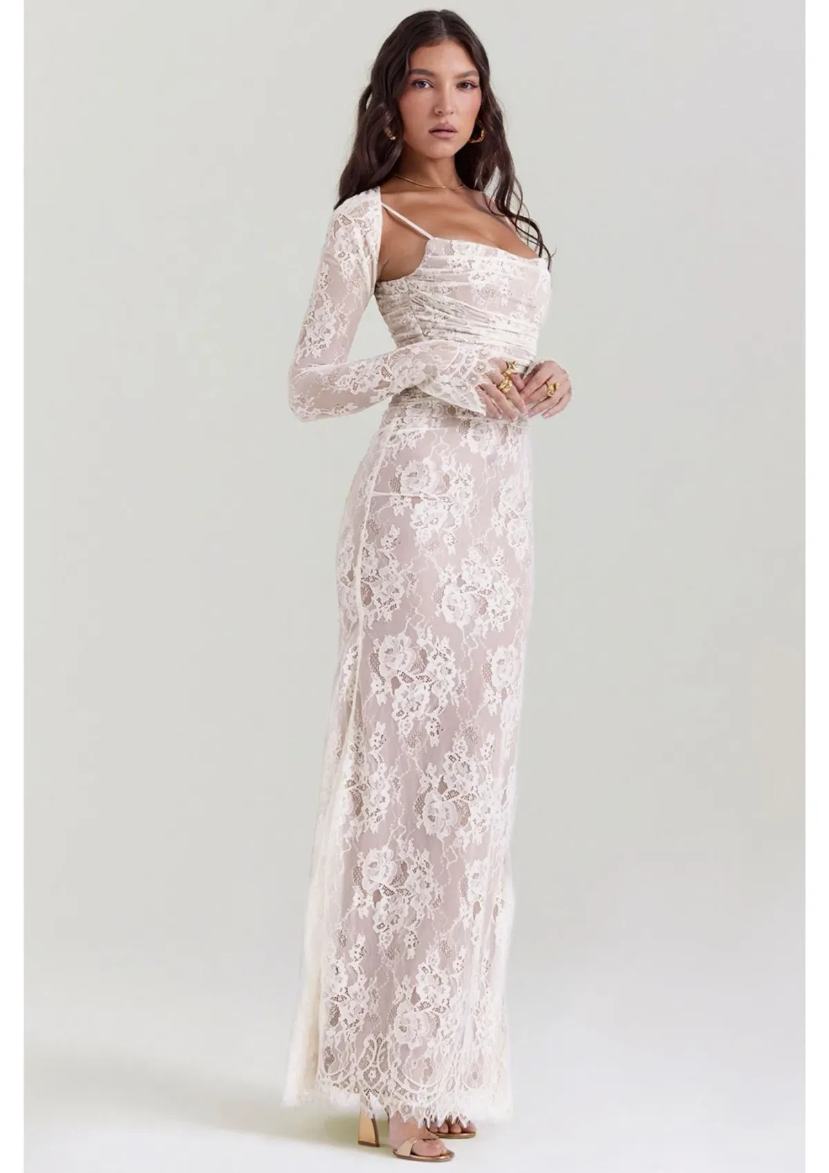 House of CB Artemis Lace Maxi Dress in Vintage Cream Size M / AU 10 (Bigger Cup) - Image 2