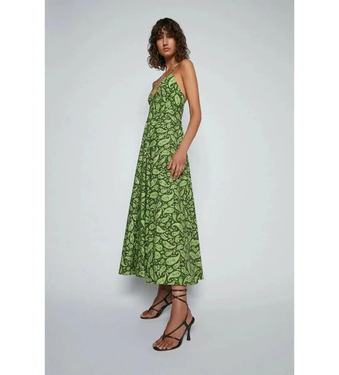 Scanlan Theodore Cotton Paisley Shoestring Dress in Green Size AU 8 for rent on The Volte - main image