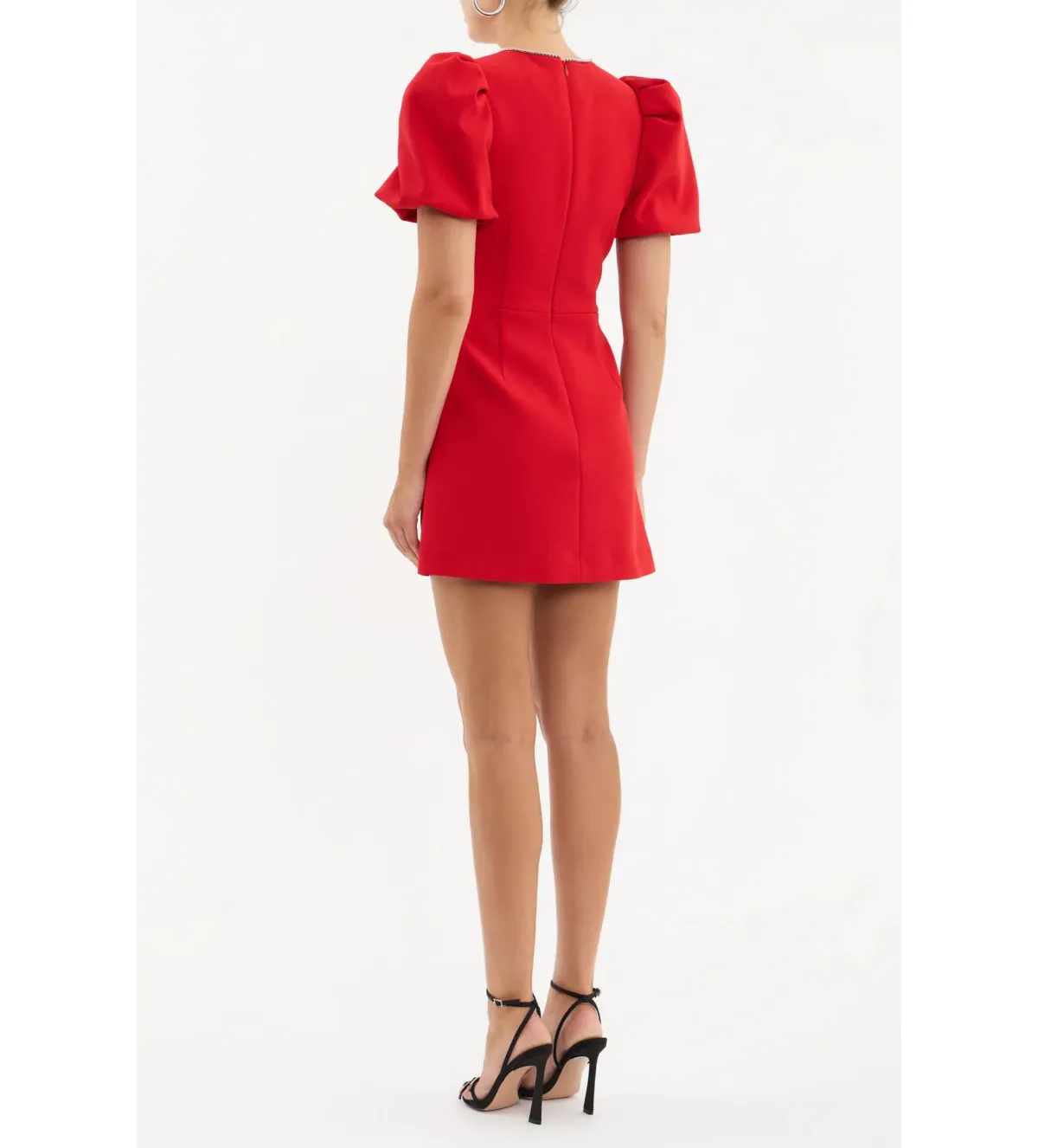Rebecca Vallance Karina Puff Sleeve Mini Dress Red Size 12 - Image 3
