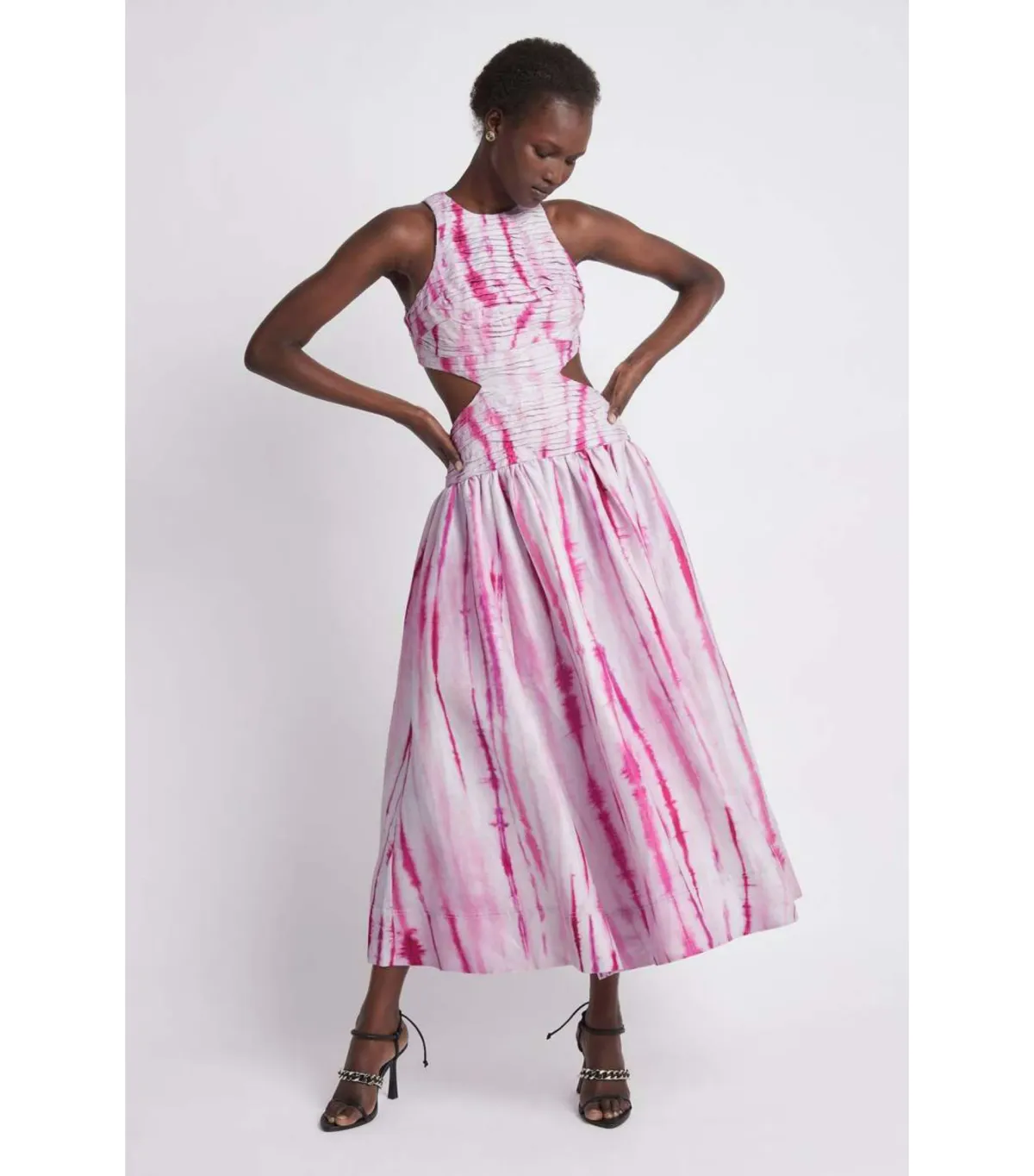 Aje Introspect Ripple Cut Out Midi Dress in Ripple Tie Dye Size AU 6 - Image 2