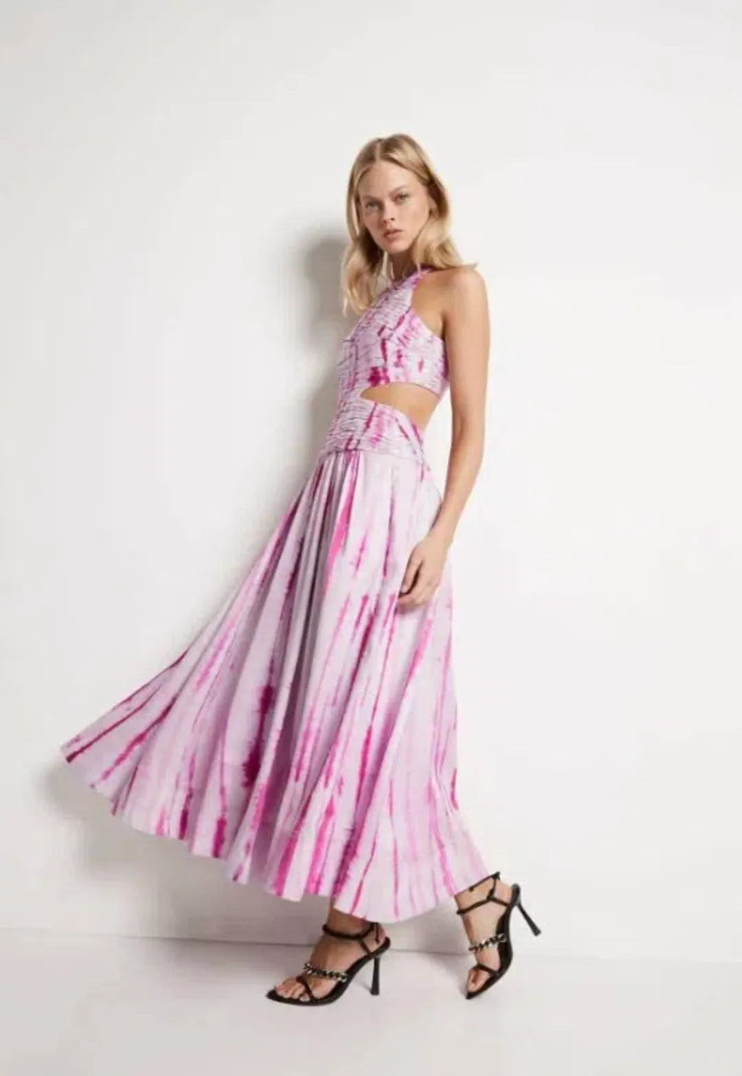Aje Introspect Ripple Cut Out Midi Dress in Ripple Tie Dye Size AU 6 for rent on The Volte - main image