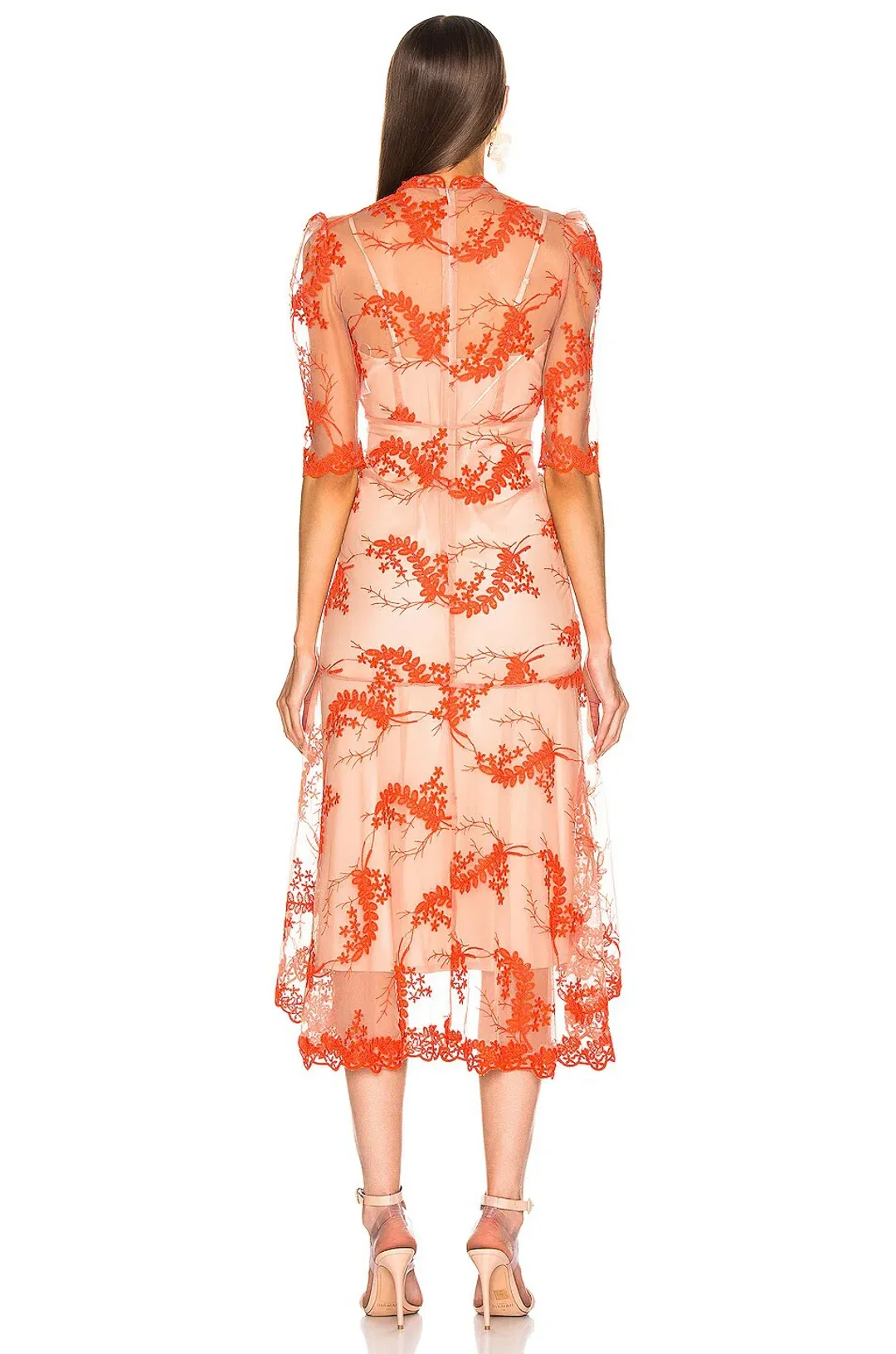 Alice McCall Honeymoon Midi Dress Orange/Nude Size 6 for rent on The Volte - main image