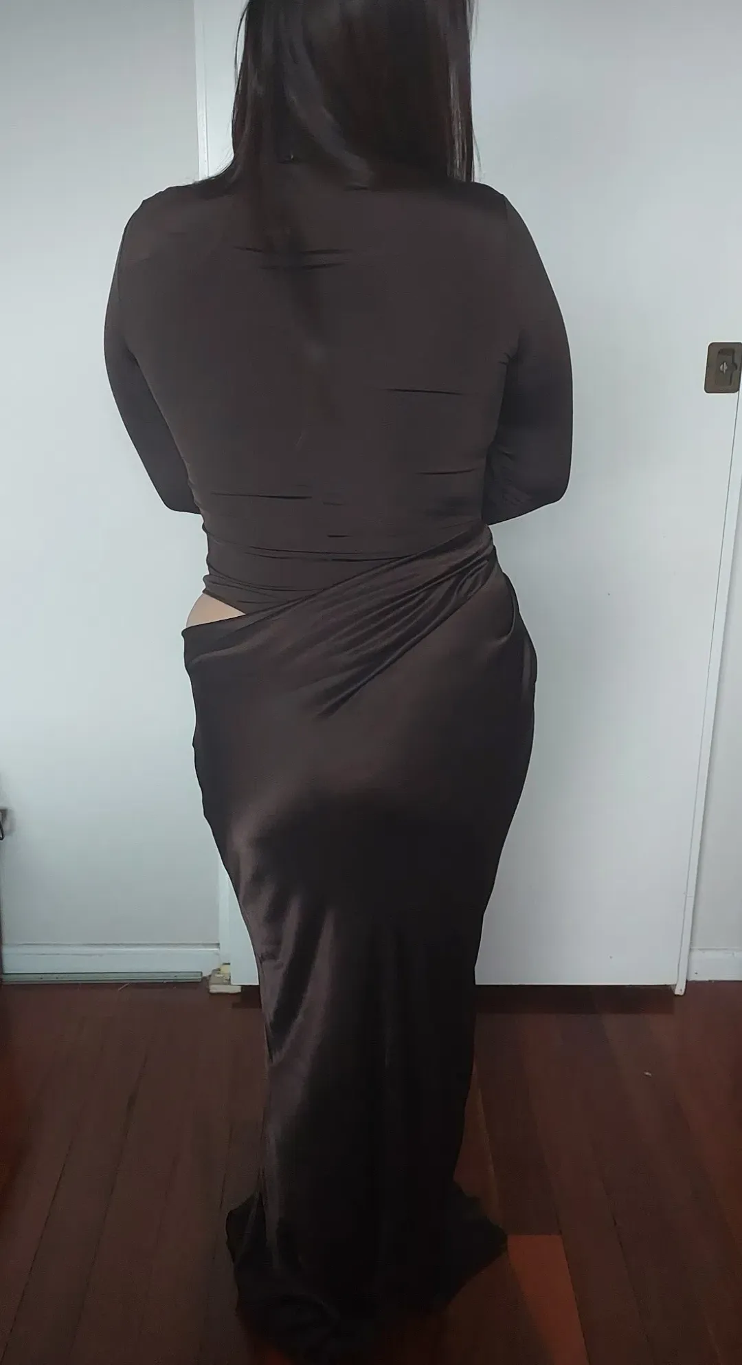Henne Soraia Long Sleeve Dress in Chocolate Size 14 for rent on The Volte - main image