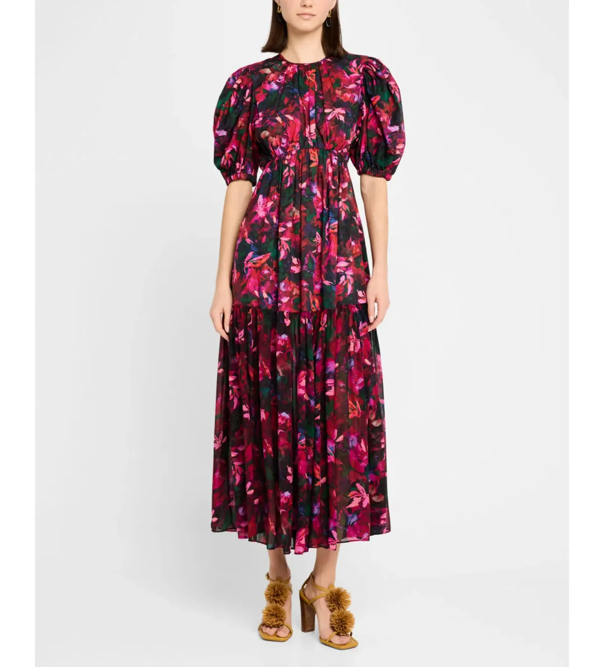Ulla Johnson Collage Midi Dress Hibiscus Size AU 10 - Image 1